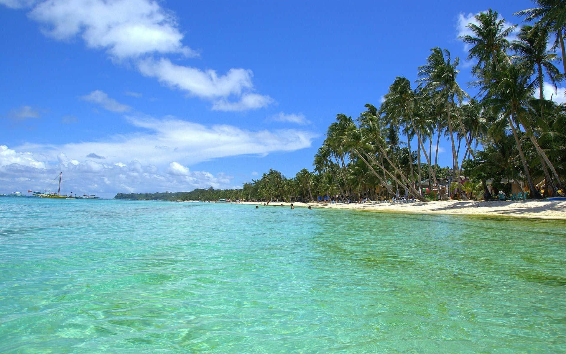 spring vacation, turquoise water, white sandy beach, Full HD Desktop Wallpaper
