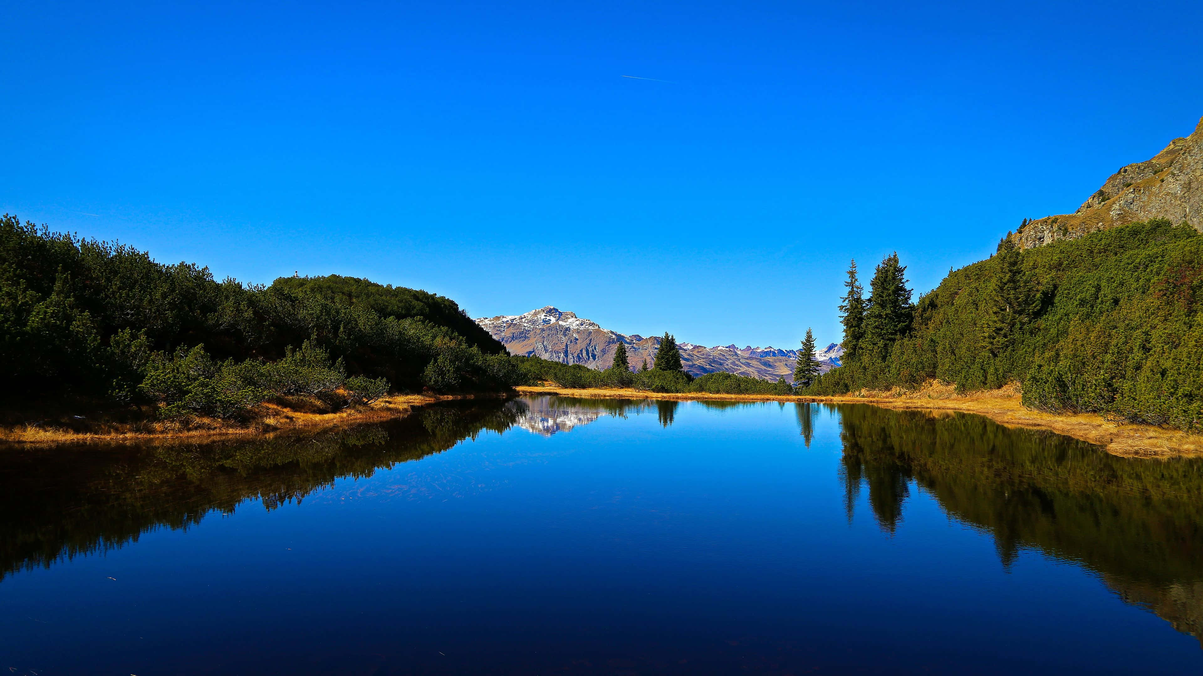Spring Water, alpine lake, snow-capped mountains, 4K Desktop Wallpaper