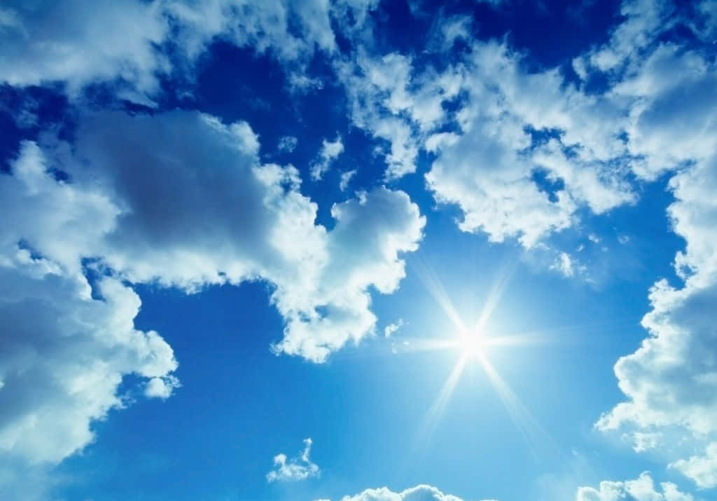 spring sky, fluffy white clouds, vivid blue sky, SD Desktop Wallpaper