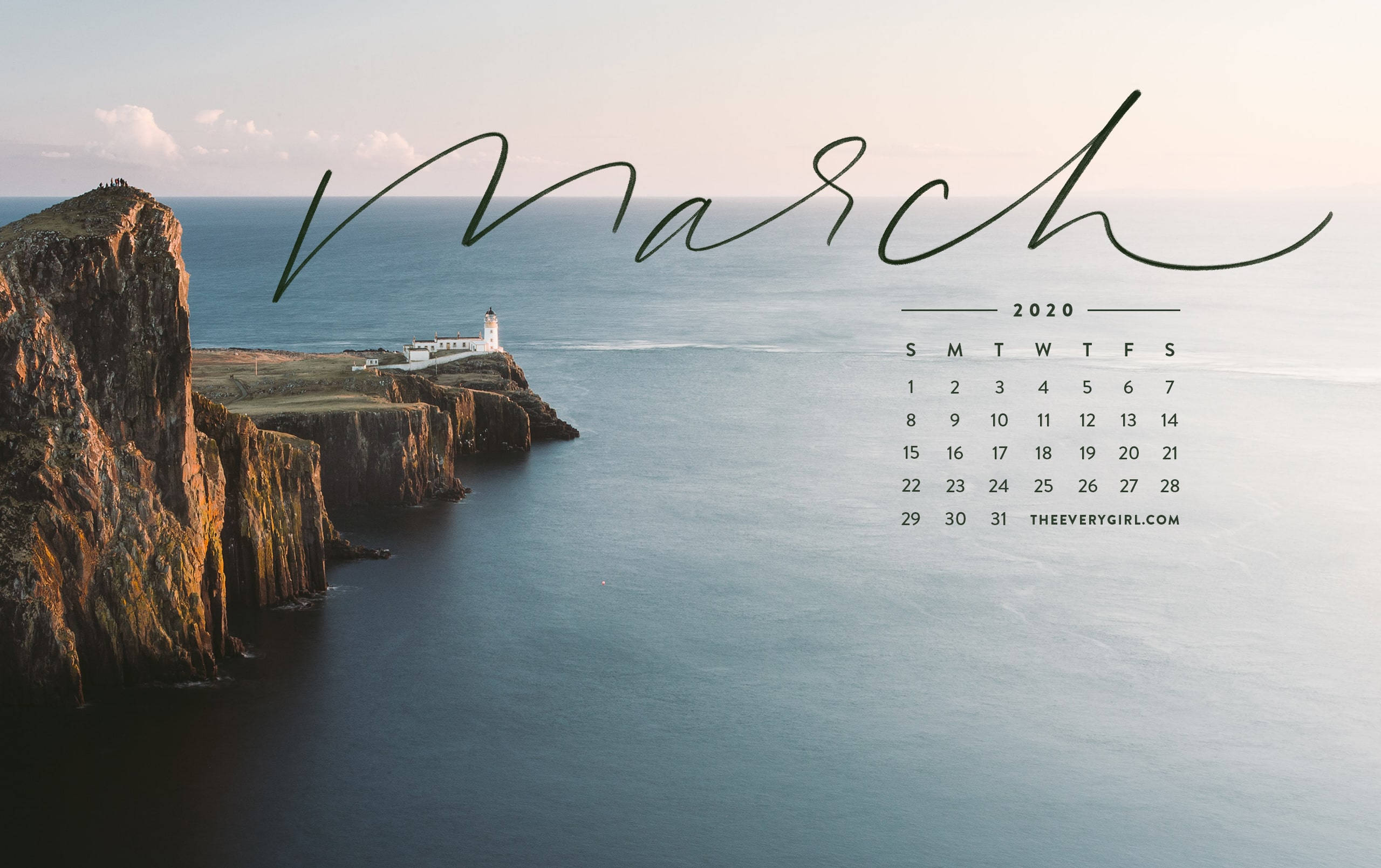 lighthouse, sunset, coastal cliffside, 2K Desktop Wallpaper