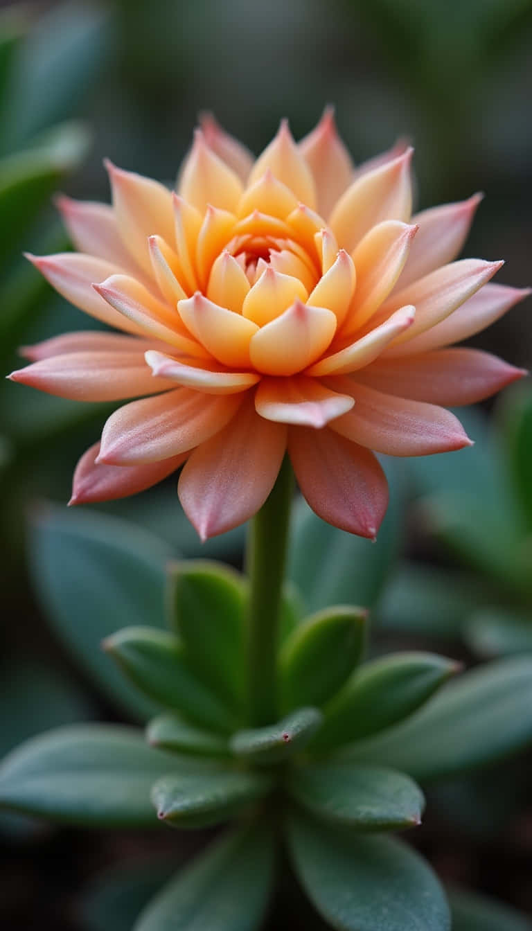 succulent flower, peach petals, orange petals, HD Phone Wallpaper
