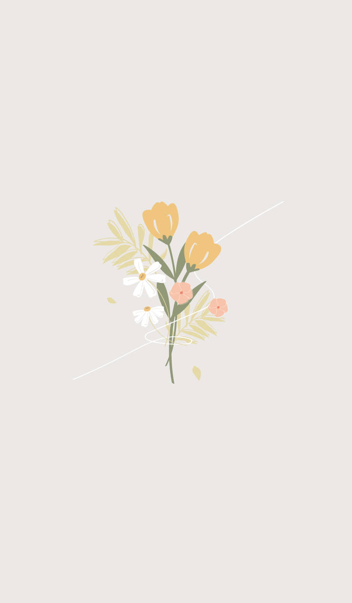 minimalist spring, yellow tulips, white daisies, SD Phone Wallpaper