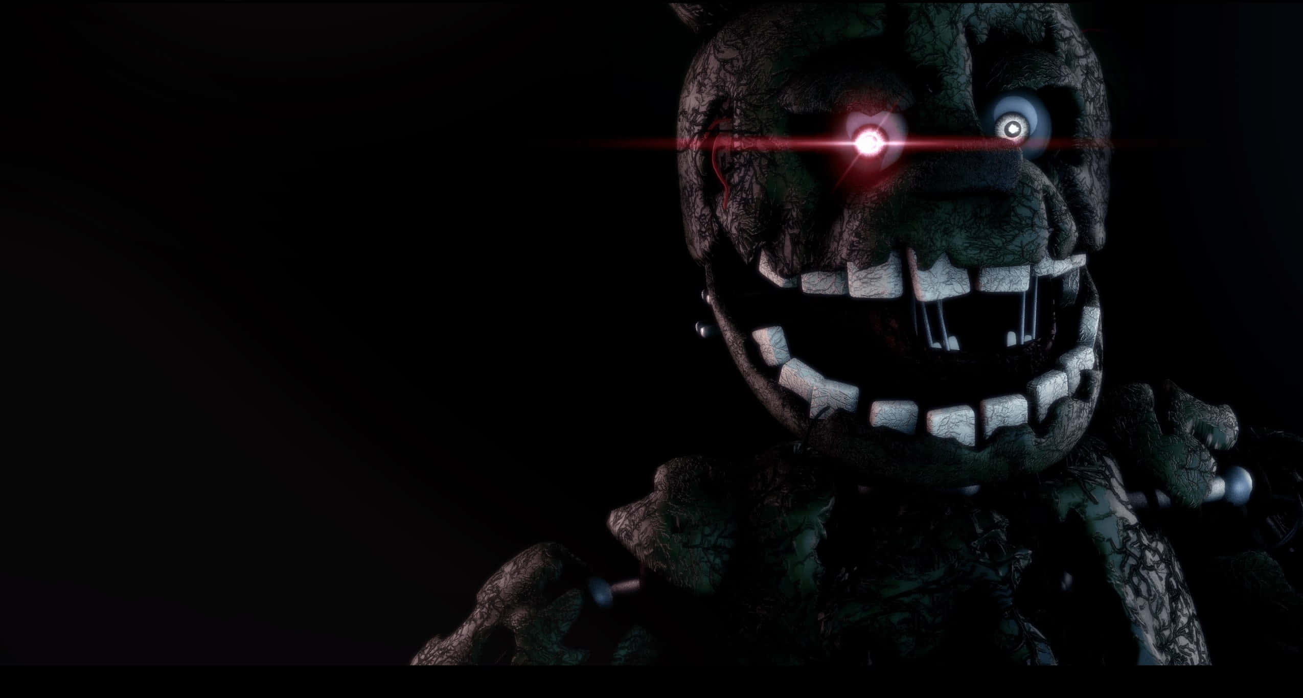Springtrap, glowing red eyes, sharp teeth, Full HD Desktop Wallpaper