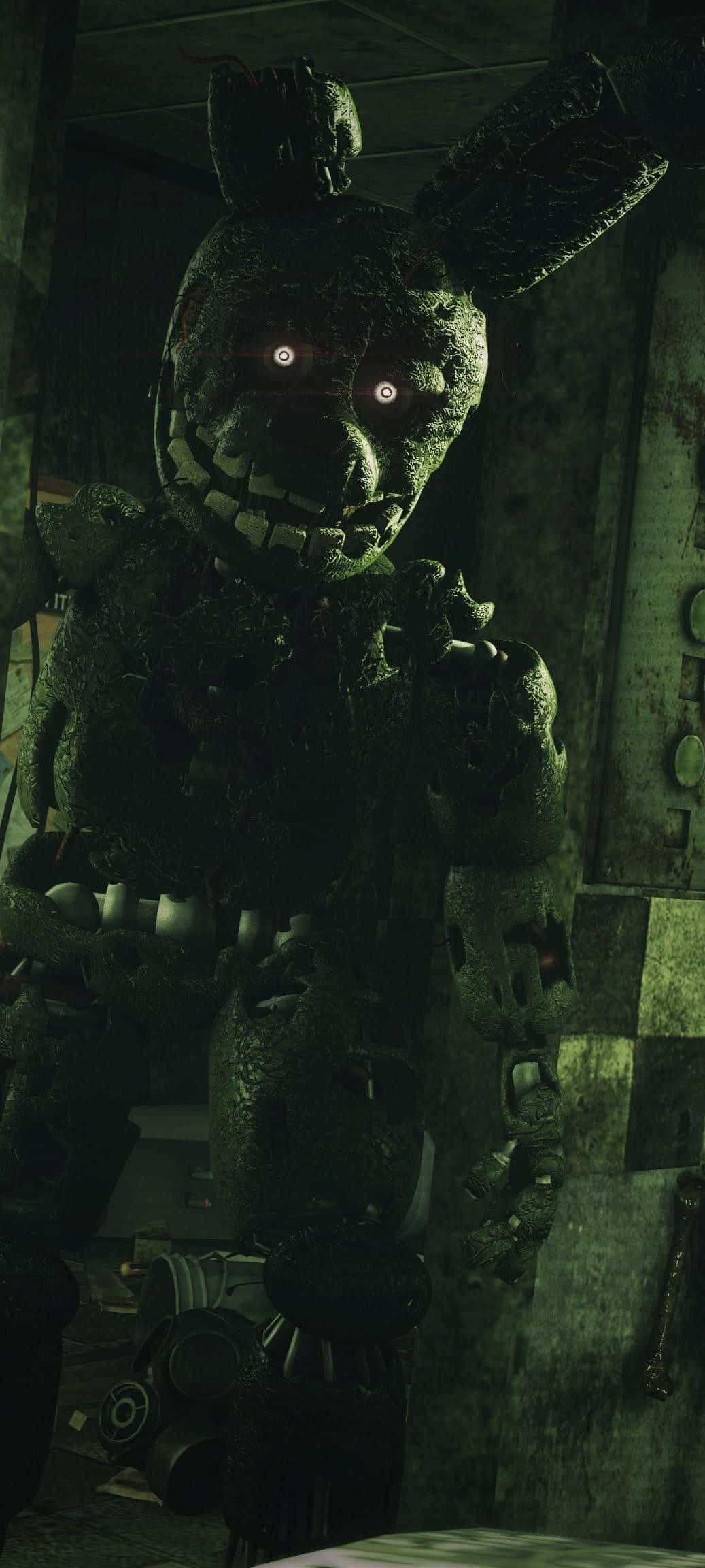 Springtrap, animatronic rabbit, glowing eyes, Full HD Phone Wallpaper