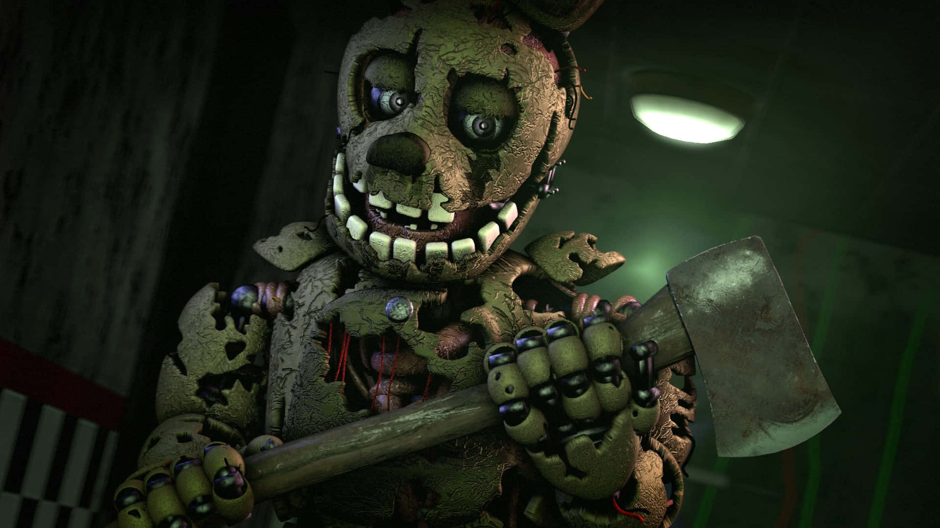 Springtrap, animatronic bear, exposed wires, Full HD Desktop Wallpaper