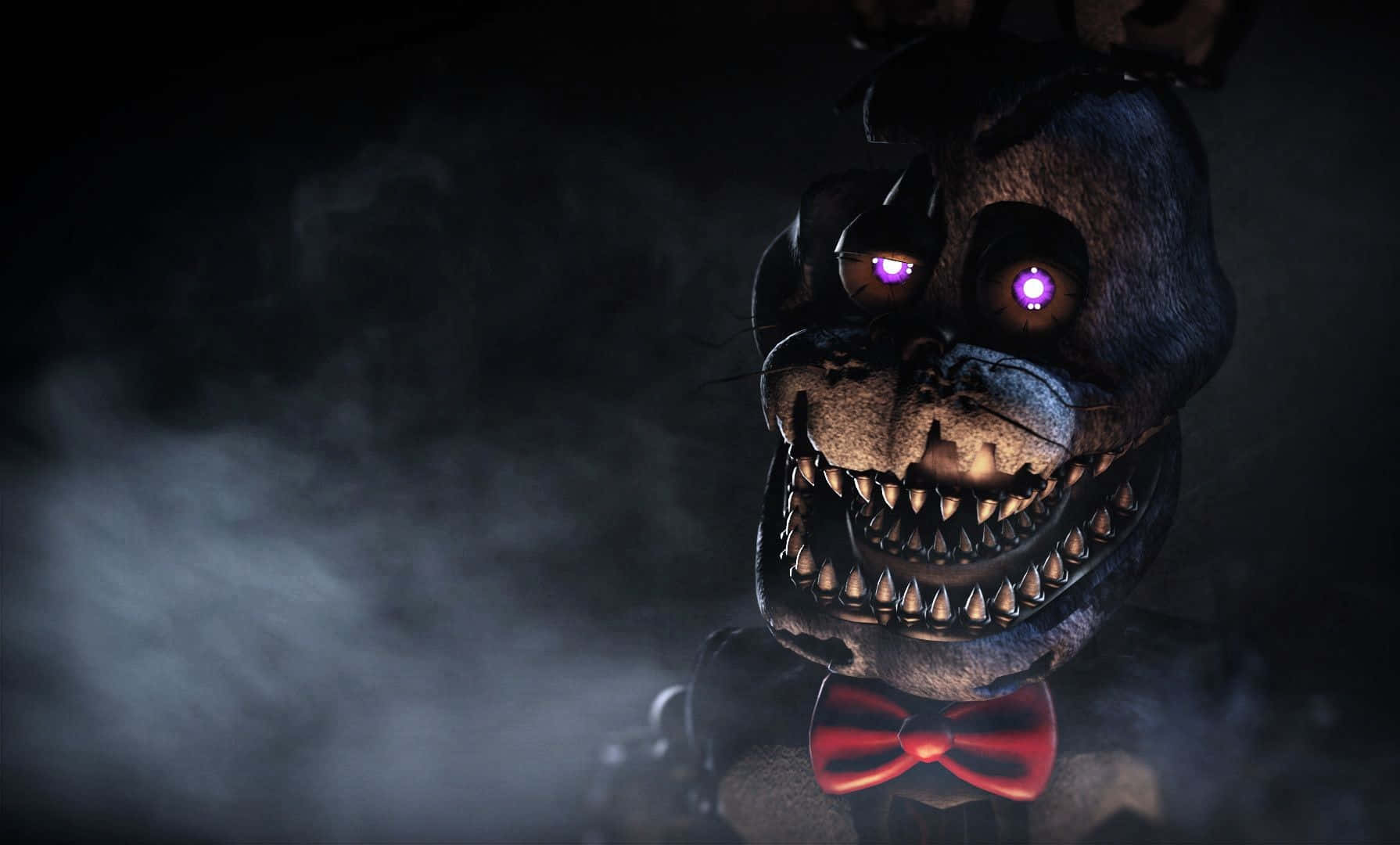 Springtrap, glowing purple eyes, sharp teeth, HD Desktop Wallpaper