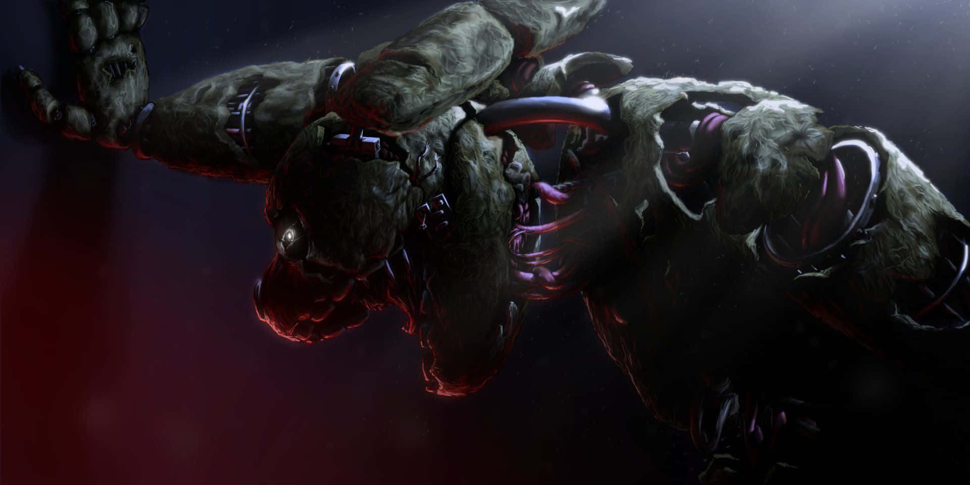 Springtrap, biomechanical creature, exposed wires, Full HD Desktop Wallpaper