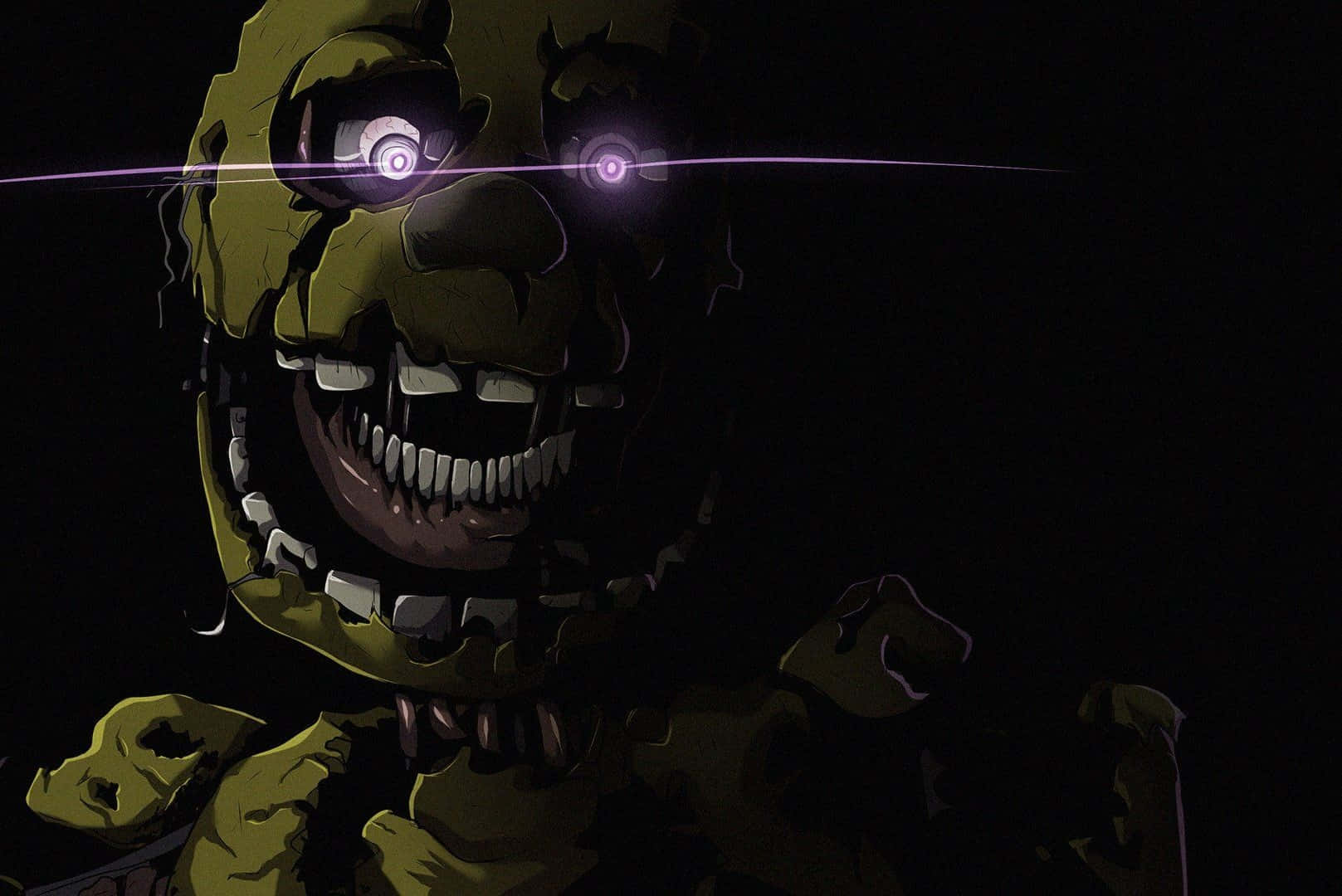 Springtrap, yellow, glowing purple eyes, HD Desktop Wallpaper