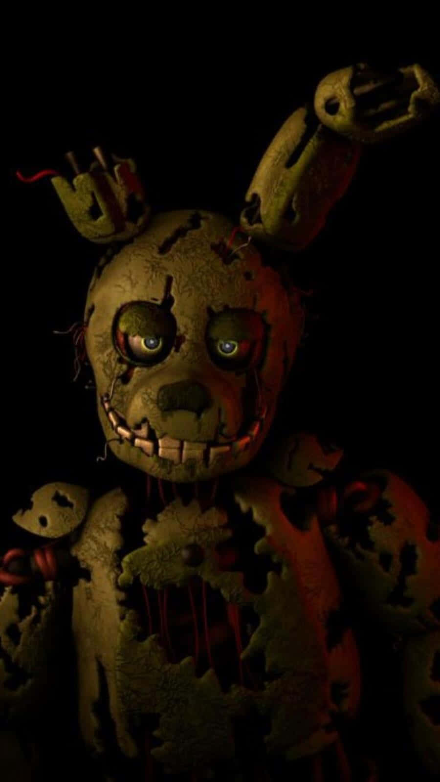 Springtrap, tattered animatronic rabbit, glowing eyes, HD Phone Wallpaper