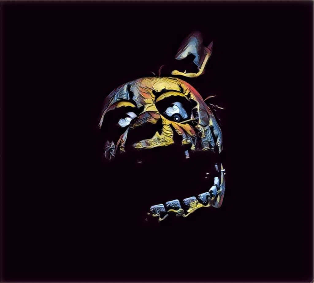 Springtrap, yellow animatronic face, glowing eyes, SD Desktop Wallpaper