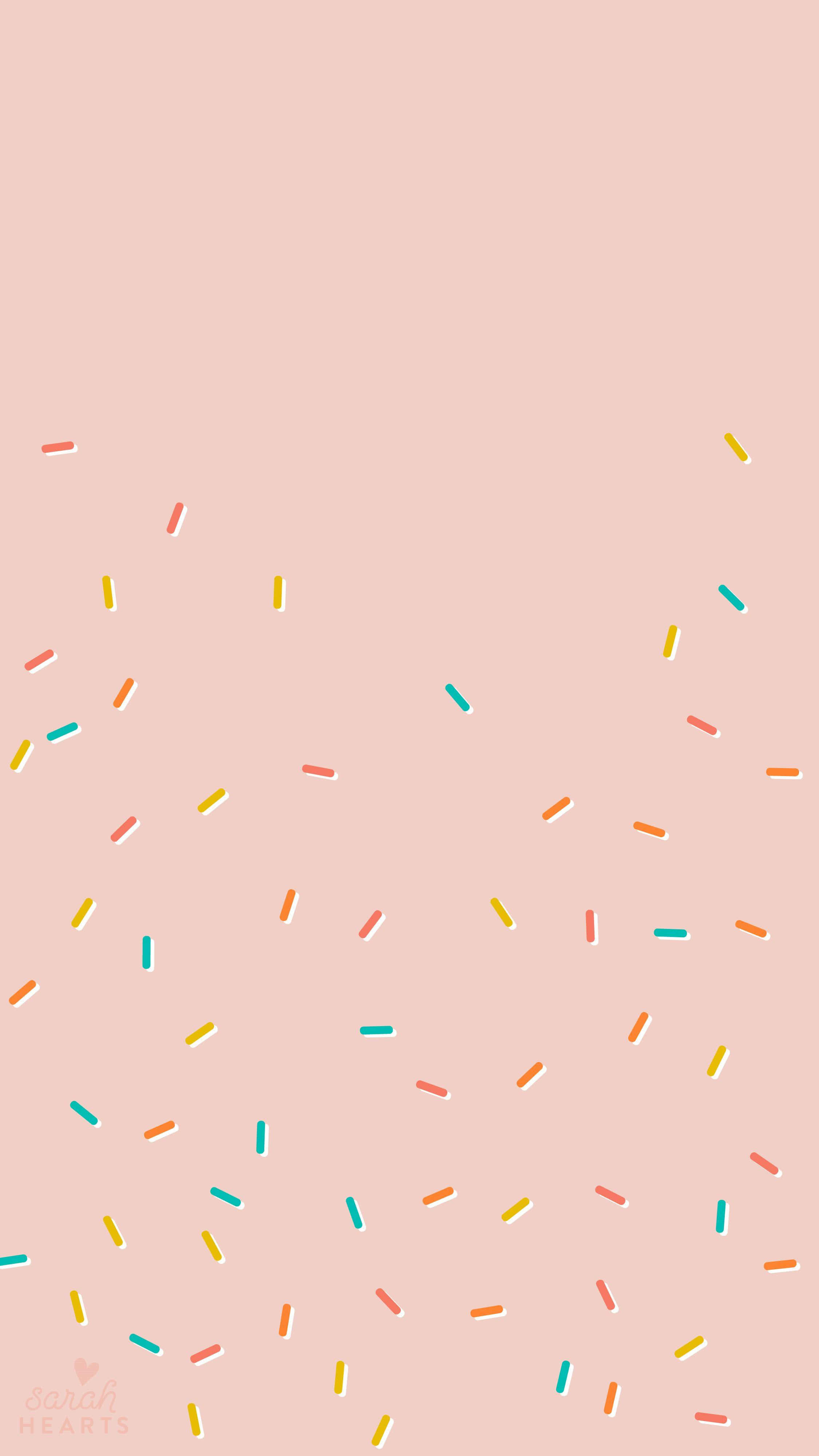 pastel pink, colorful candy sprinkles, soft diagonal drifts, 4K Phone Wallpaper