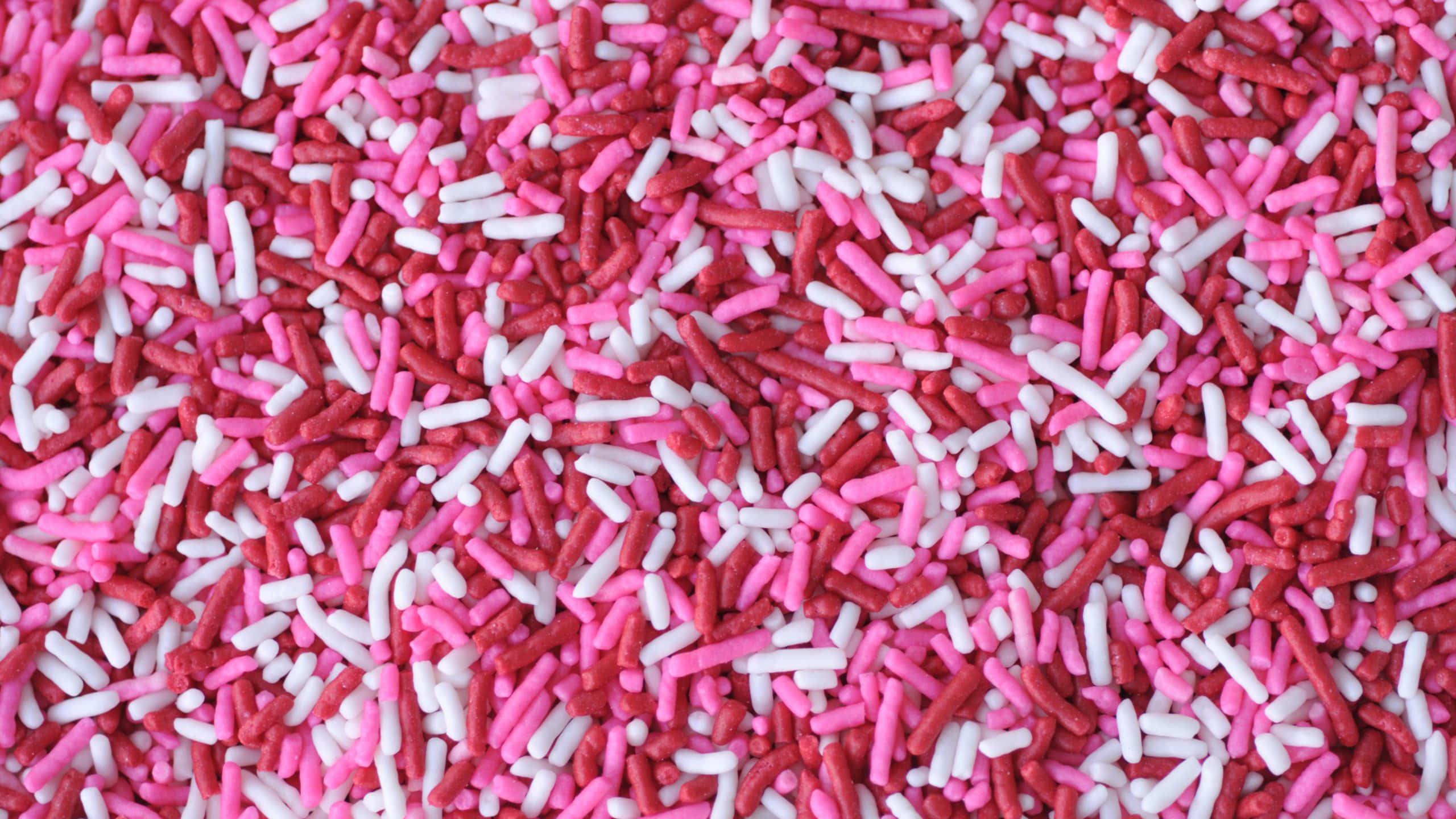 pink red, white sugar sprinkles, close-up, 2K Desktop Wallpaper
