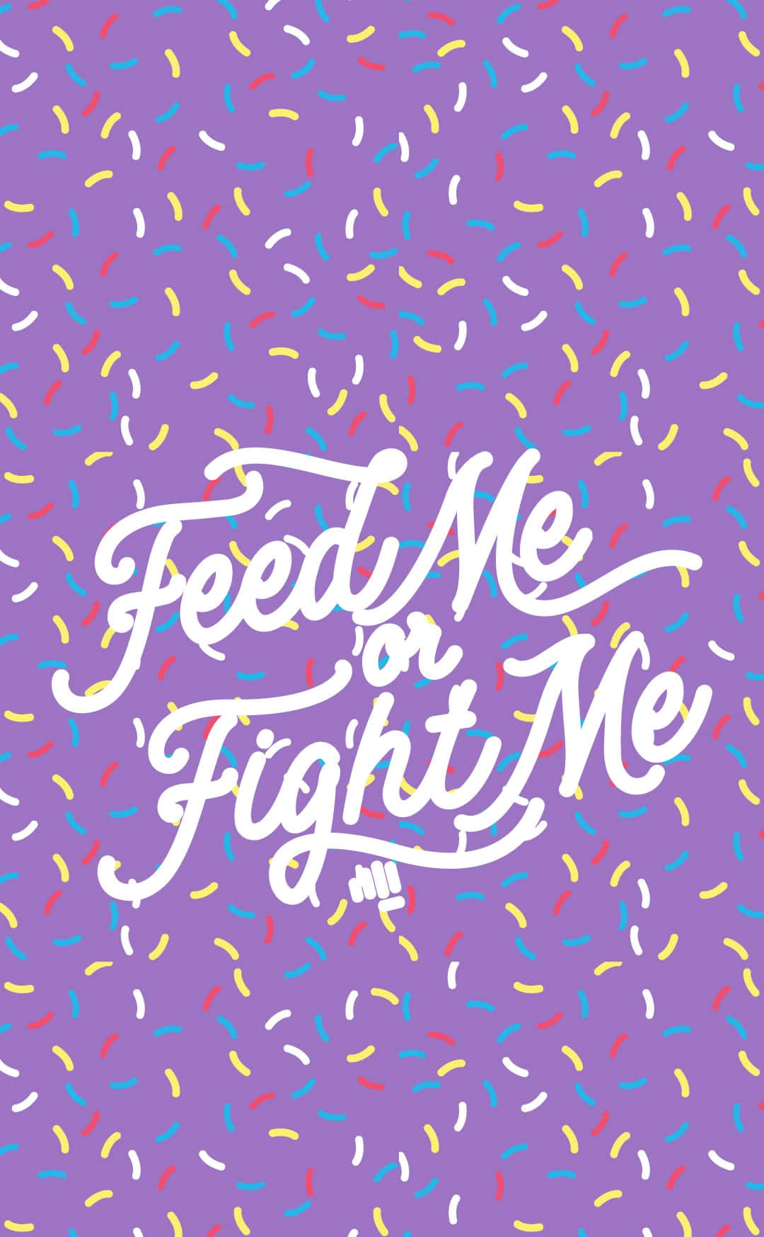 Feed or Fight Me, vibrant purple, colorful confetti, HD Phone Wallpaper