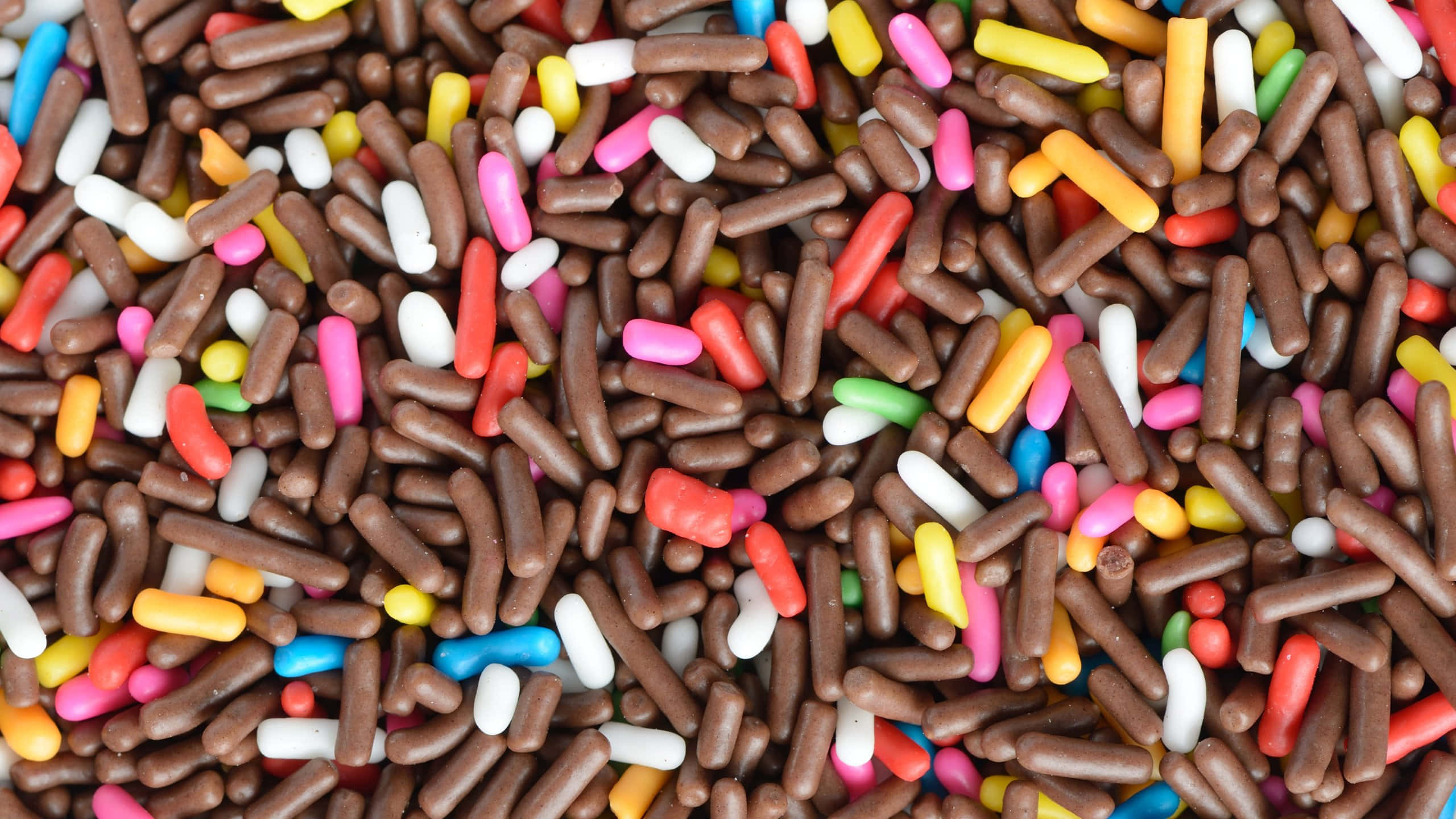 colorful assorted sprinkles, vibrant hues, close-up, 2K Desktop Wallpaper