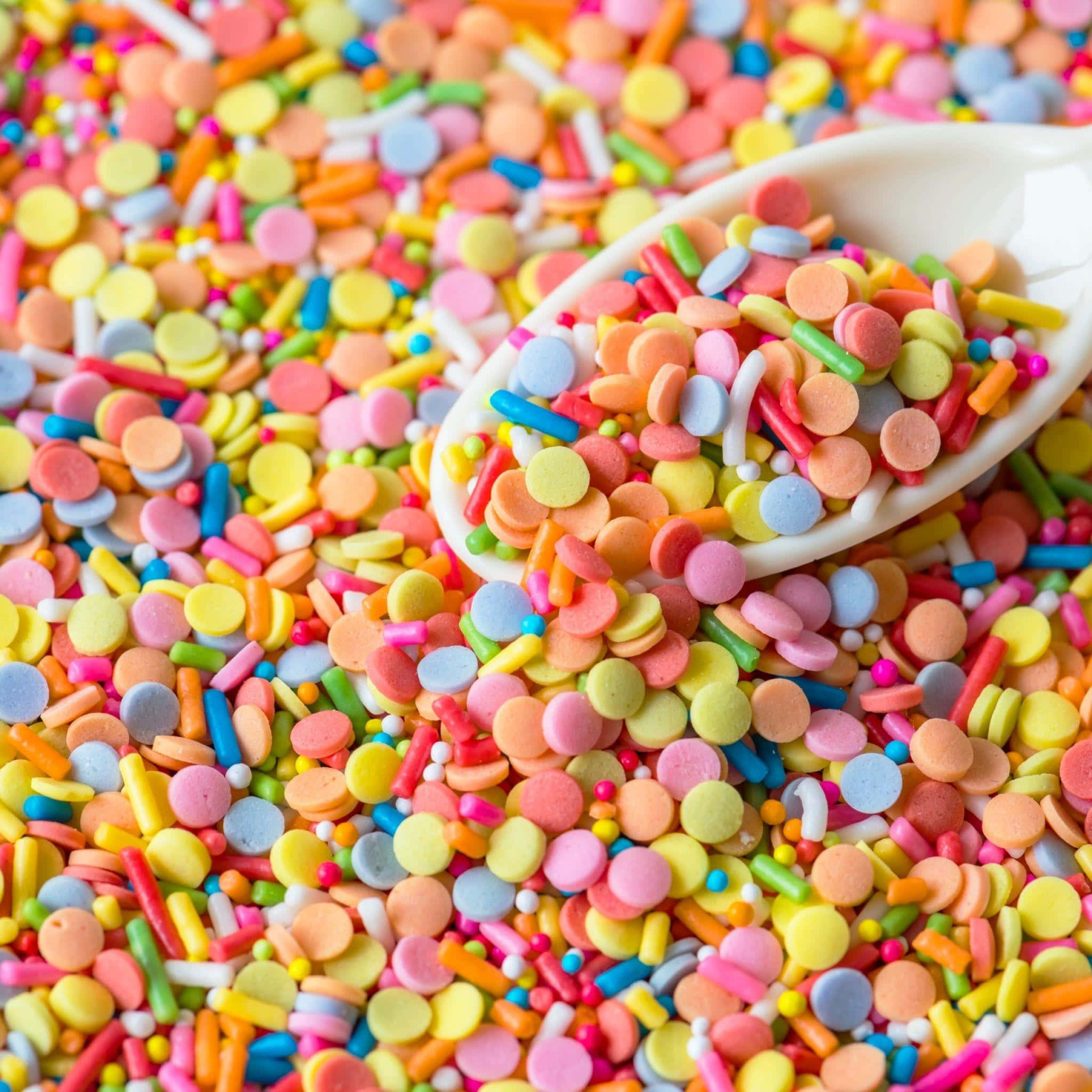 Colorful Sprinklesand Scoop, pastel, bright candy sprinkles, Full HD Desktop Wallpaper
