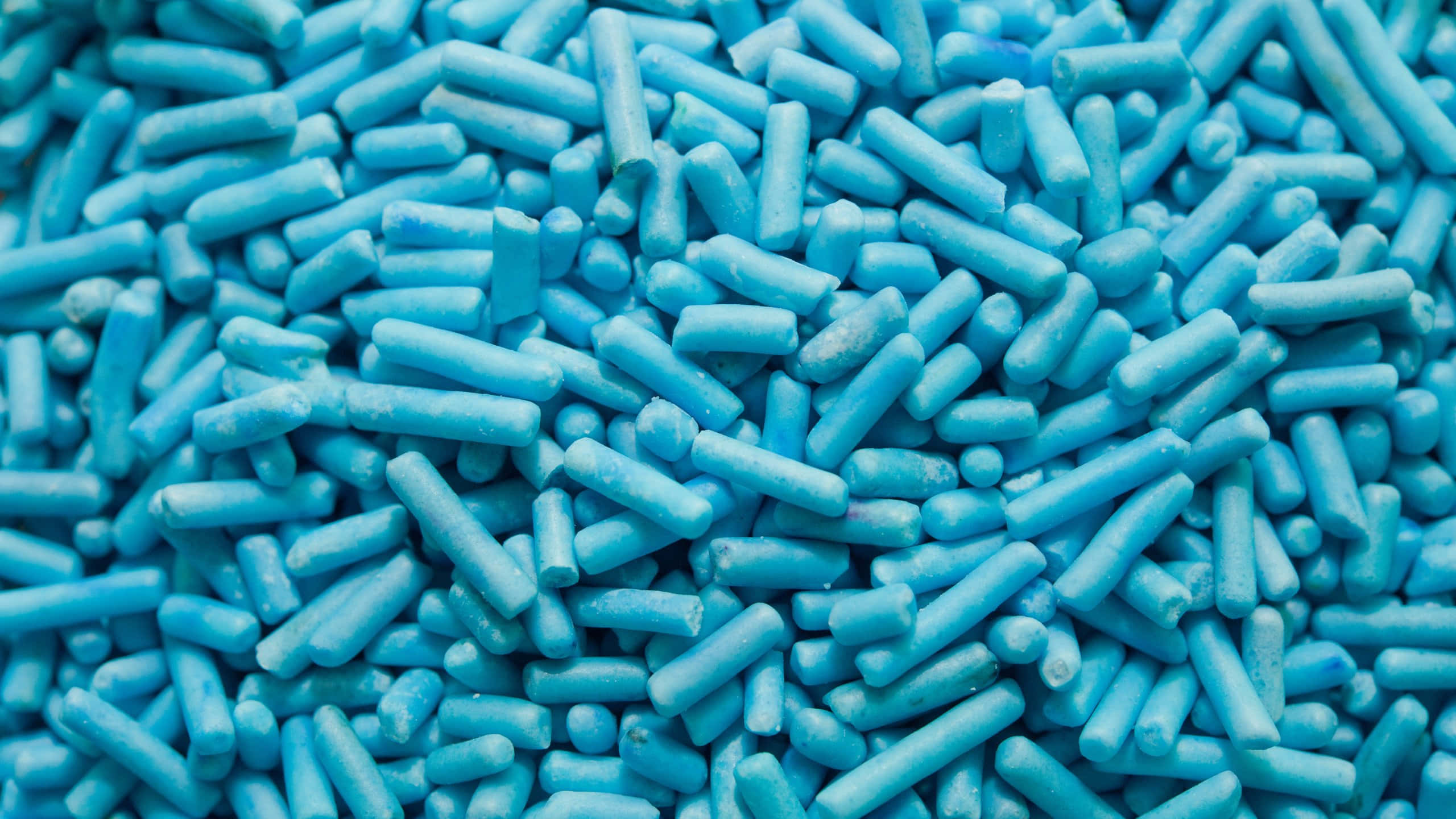 blue sprinkles, cylindrical sprinkles, bright blue, 2K Desktop Wallpaper