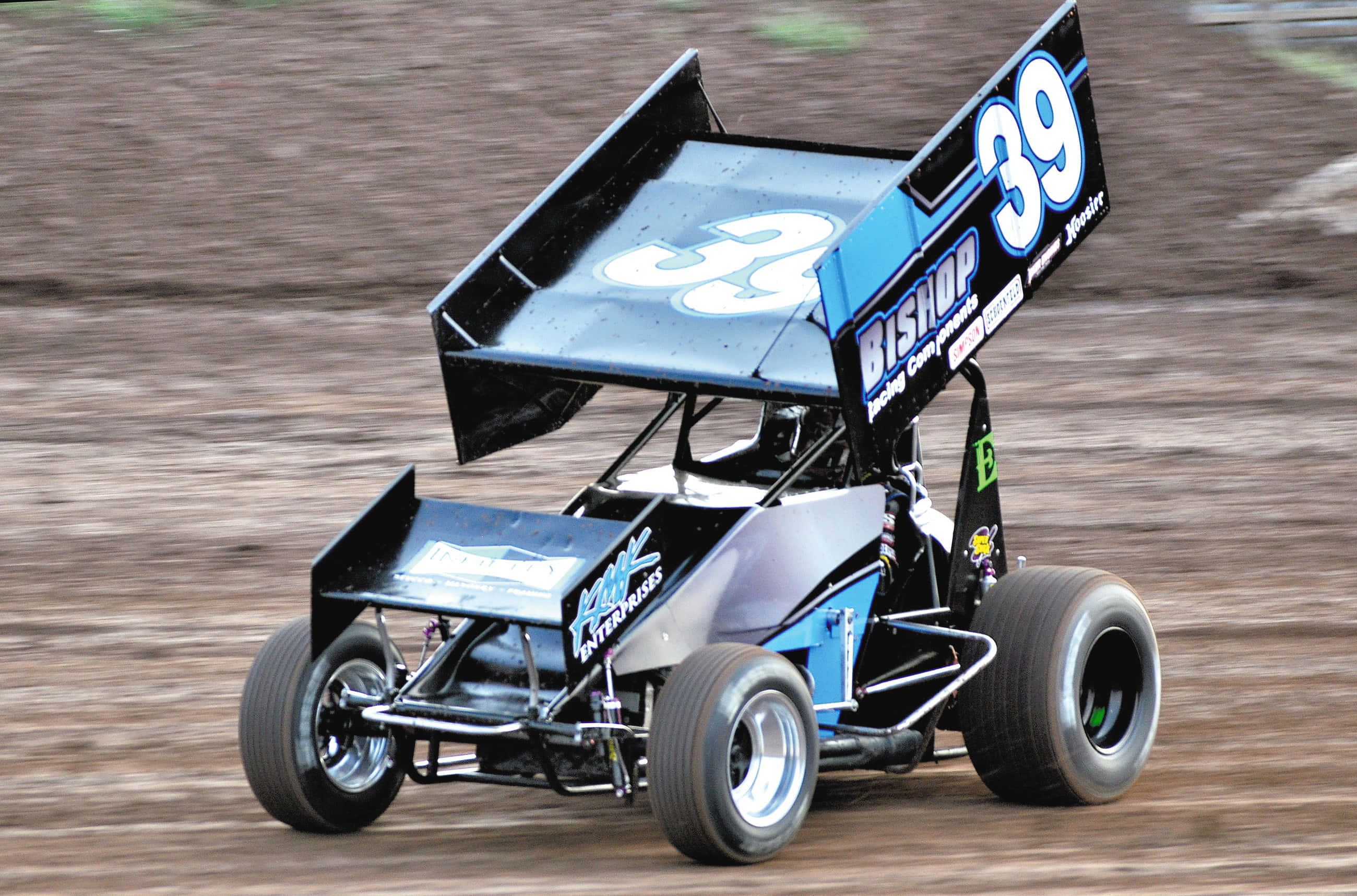 sprint car racing, dirt track, blue and black, 2K Desktop Wallpaper