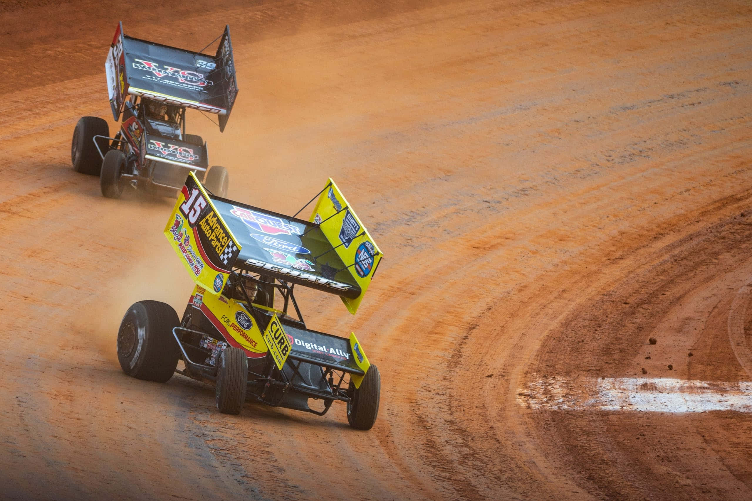 dirt track racing cars, dirt track, sunlit oval track, 2K Desktop Wallpaper
