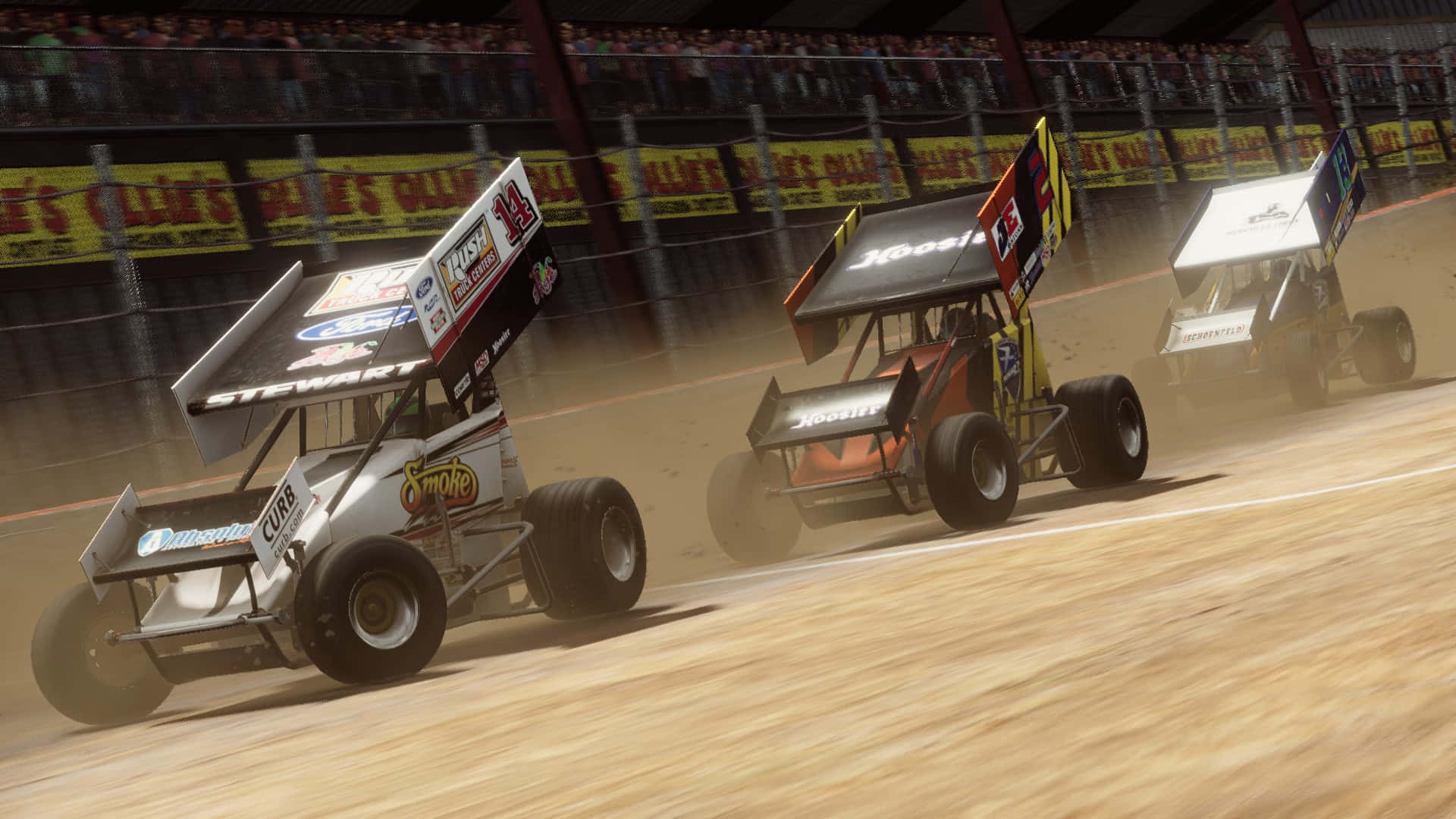 dirt track racing cars, race, dust, Full HD Desktop Wallpaper