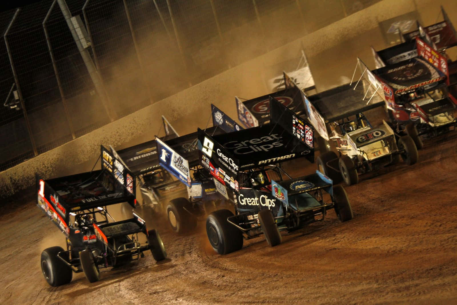 Sprint Car Racing, nighttime, dirt track, HD Desktop Wallpaper