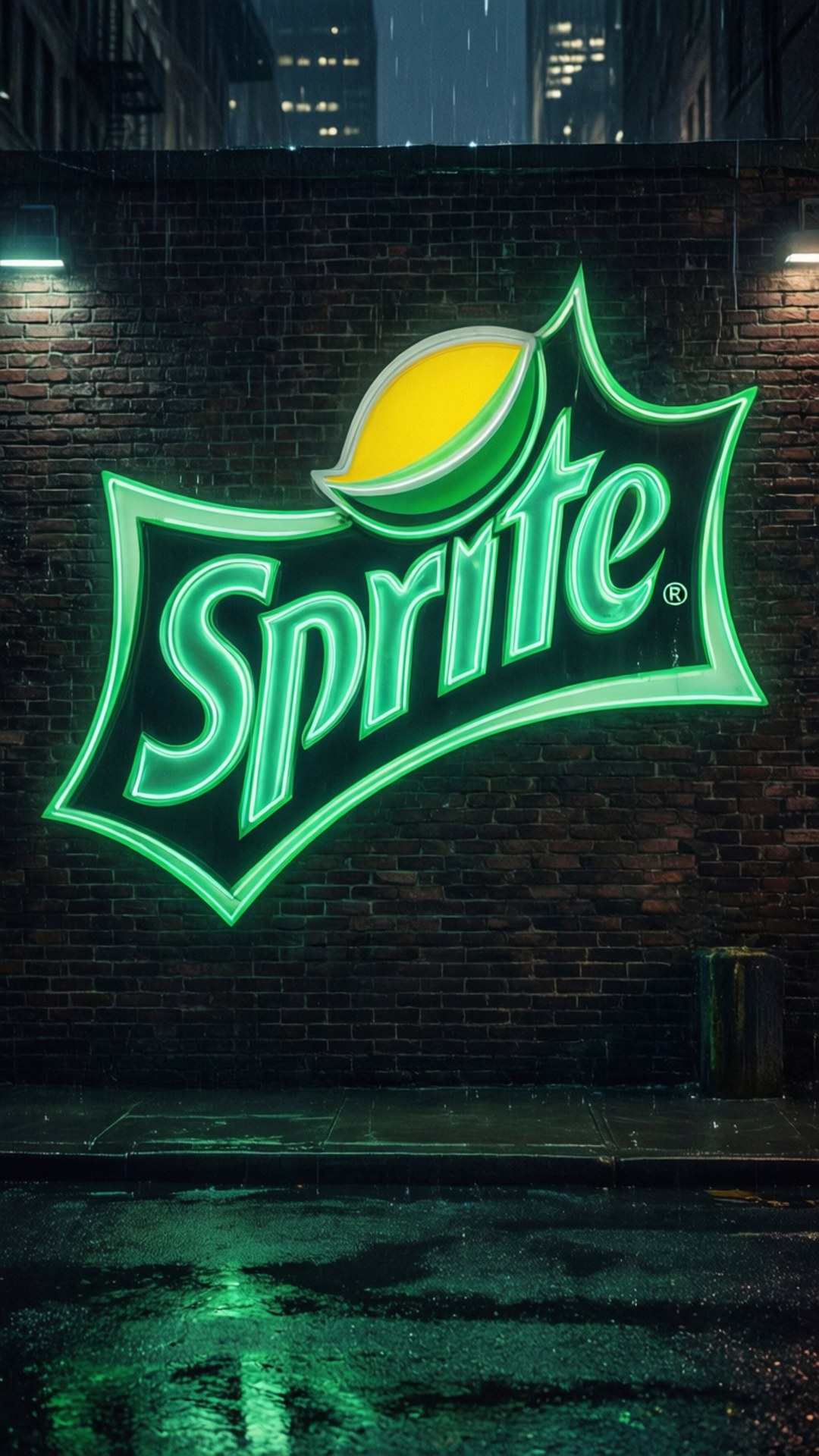 Neon Sprite Sign, glowing green, Sprite logo, Full HD Phone Wallpaper