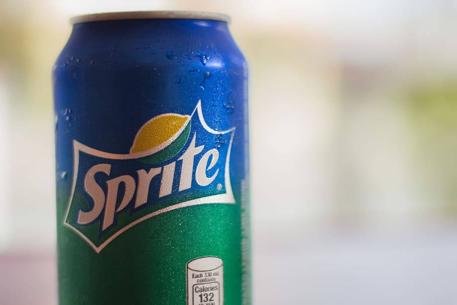 Sprite, blue and green surface, chilled Sprite can, SD Desktop Wallpaper