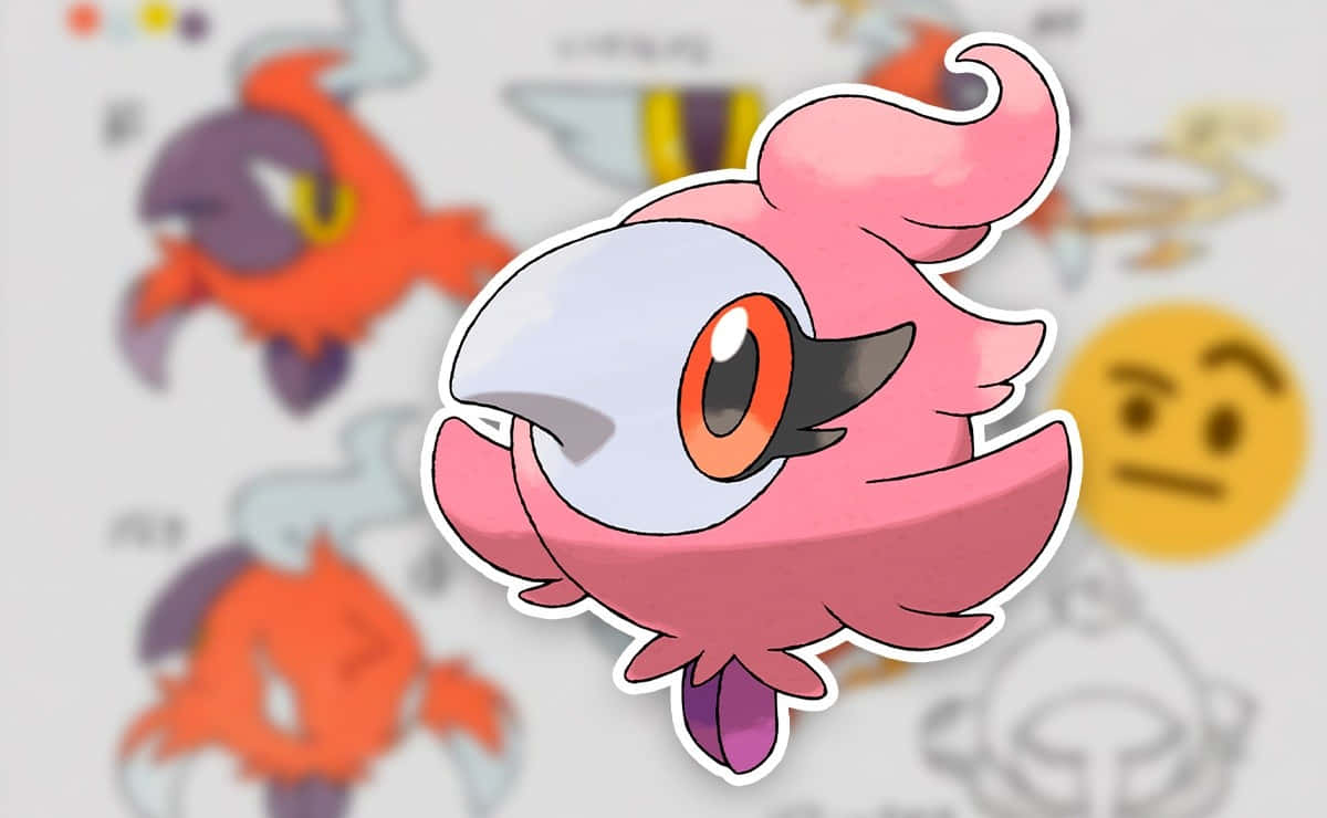 Spritzee, vibrant pink cartoon bird, large orange eye, SD Desktop Wallpaper
