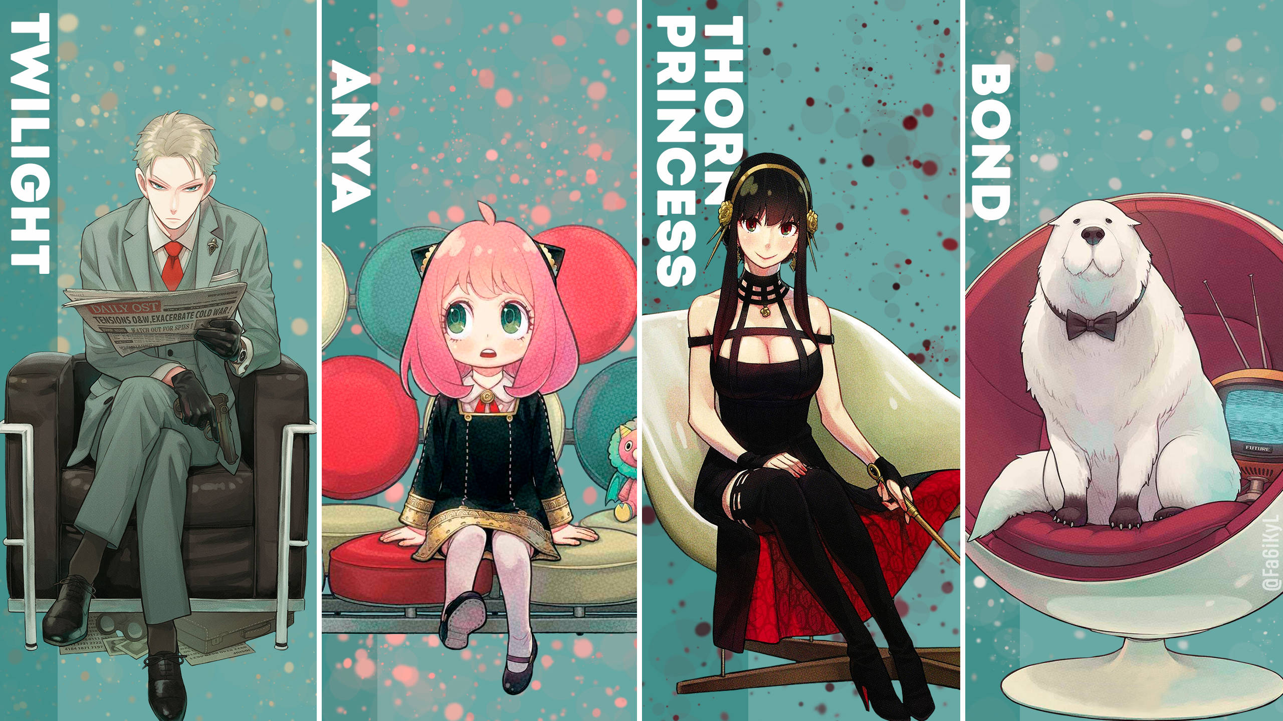 Spy X Family, anime characters, polar bear, 2K Desktop Wallpaper