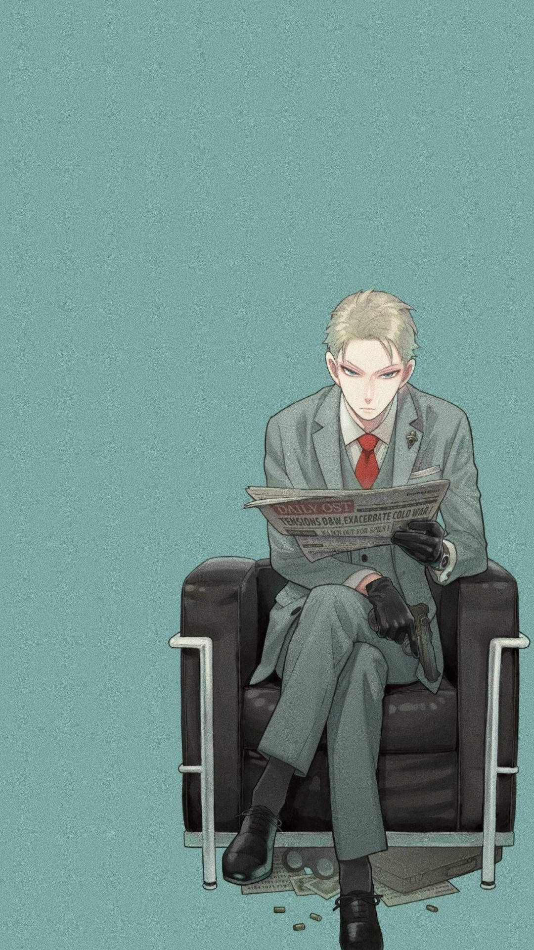 Spy X Family, blonde anime man, gray suit, Full HD Phone Wallpaper
