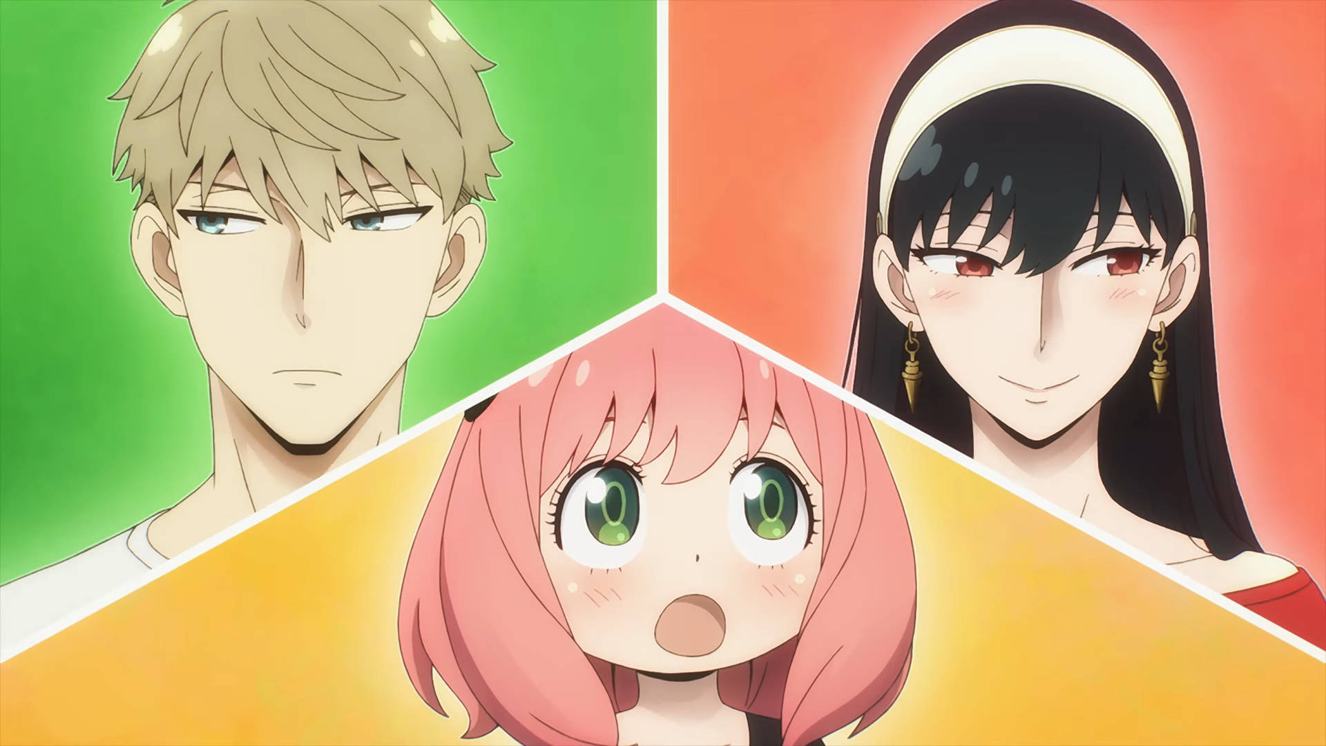 Spy X Family, anime characters, vibrant colored panels, Full HD Desktop Wallpaper