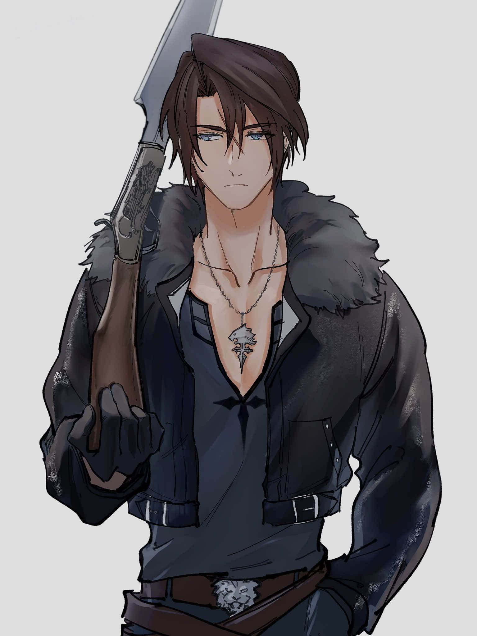 Squall Leonhart, anime warrior, dark hair, Full HD Phone Wallpaper