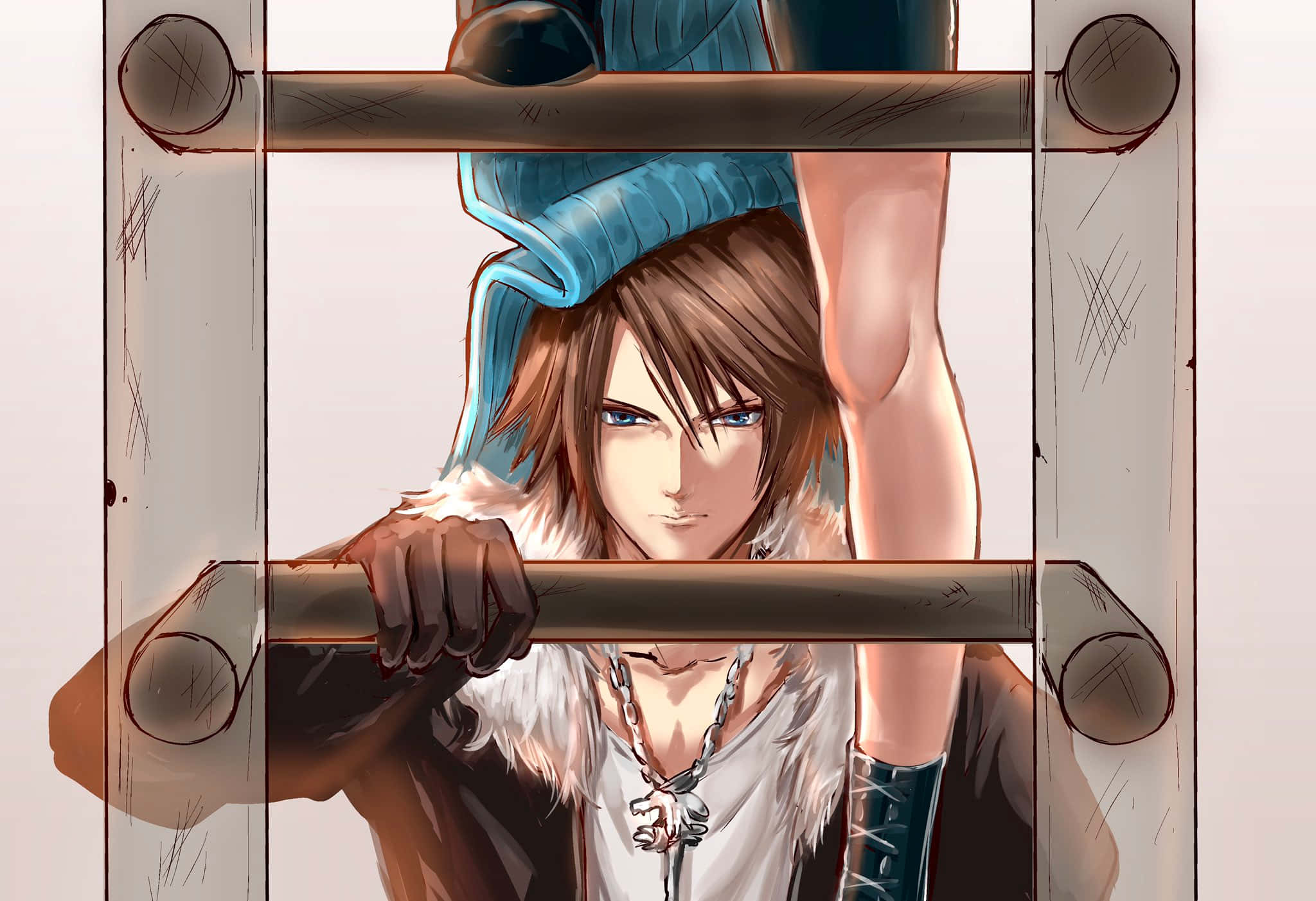 Squall Leonhart, anime character, brown hair, Full HD Desktop Wallpaper