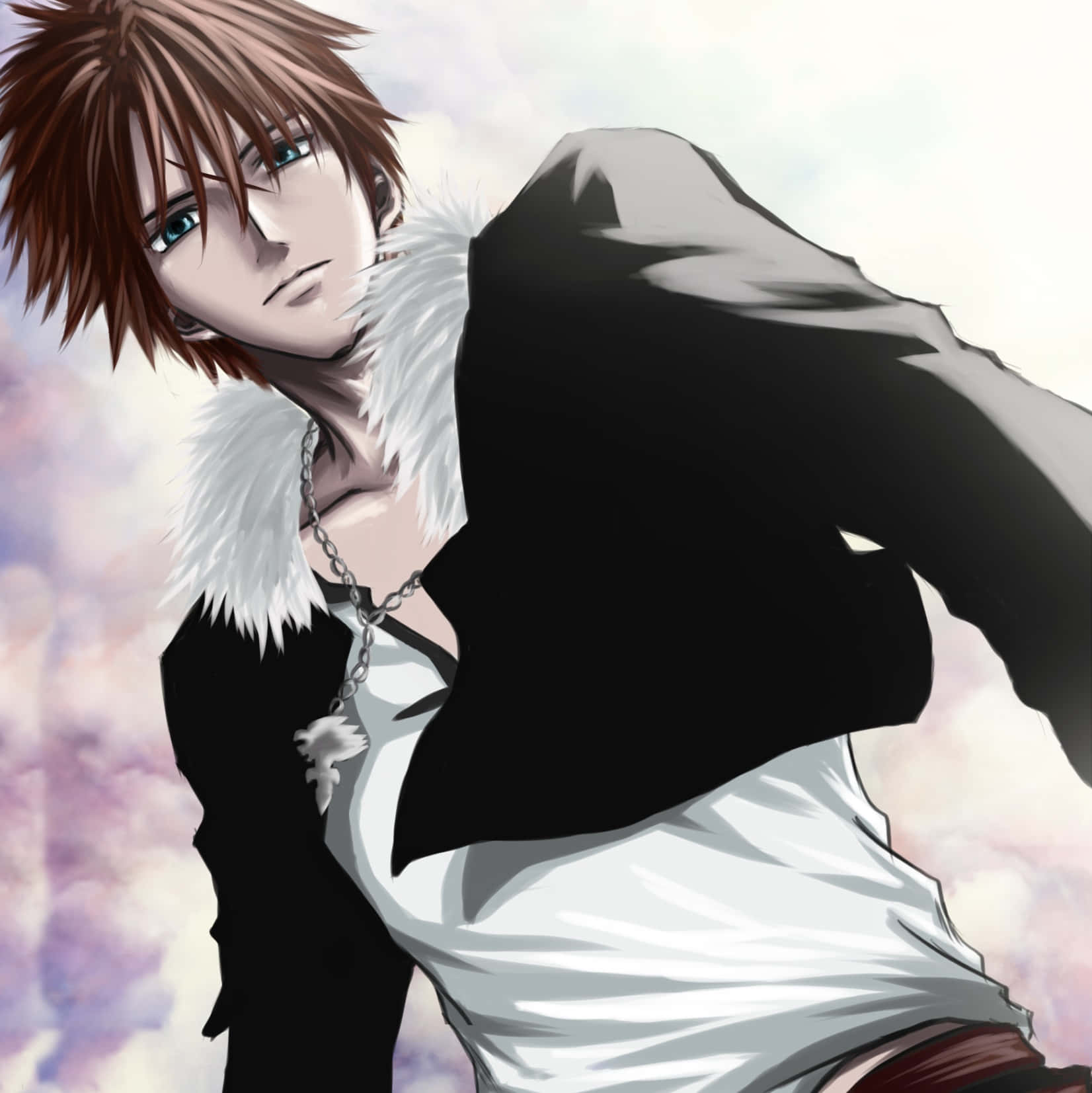 Squall Leonhart, black coat, white fur collar, HD Phone Wallpaper