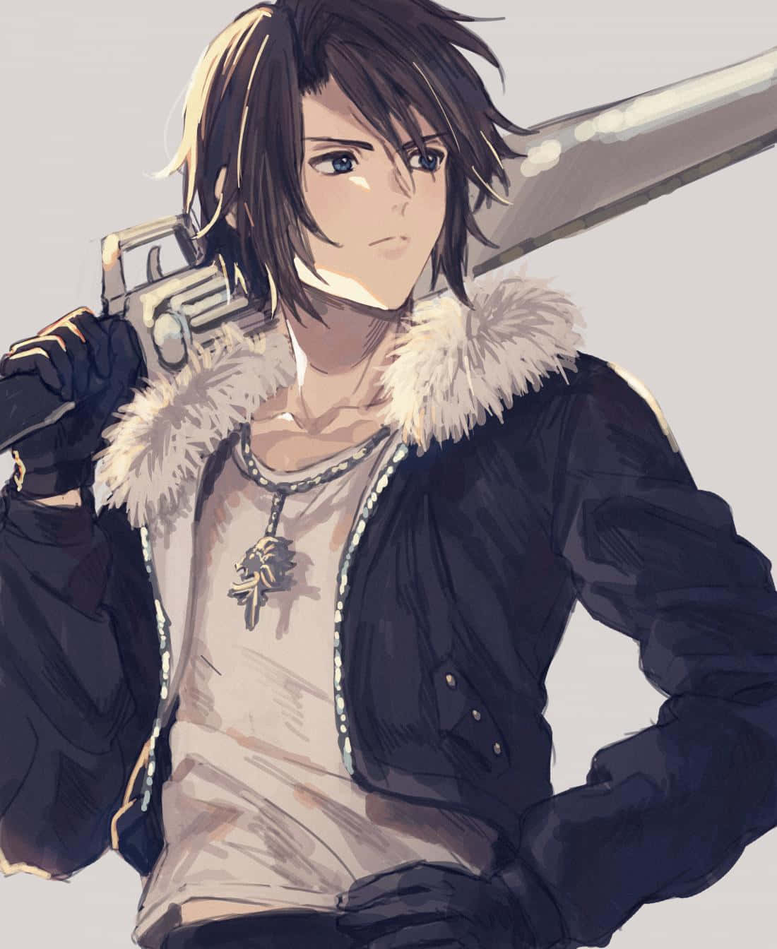Squall Leonhart, dark hair, blue eyes, HD Phone Wallpaper