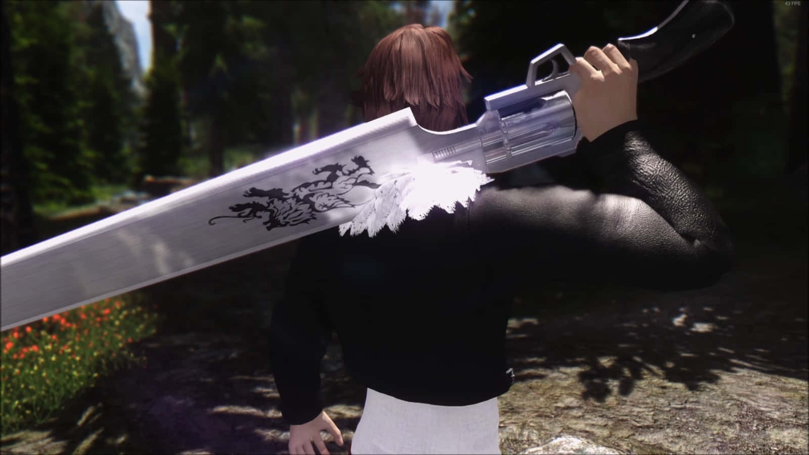Squall Leonhart, massive ornate sword, sunlit forest, HD Desktop Wallpaper