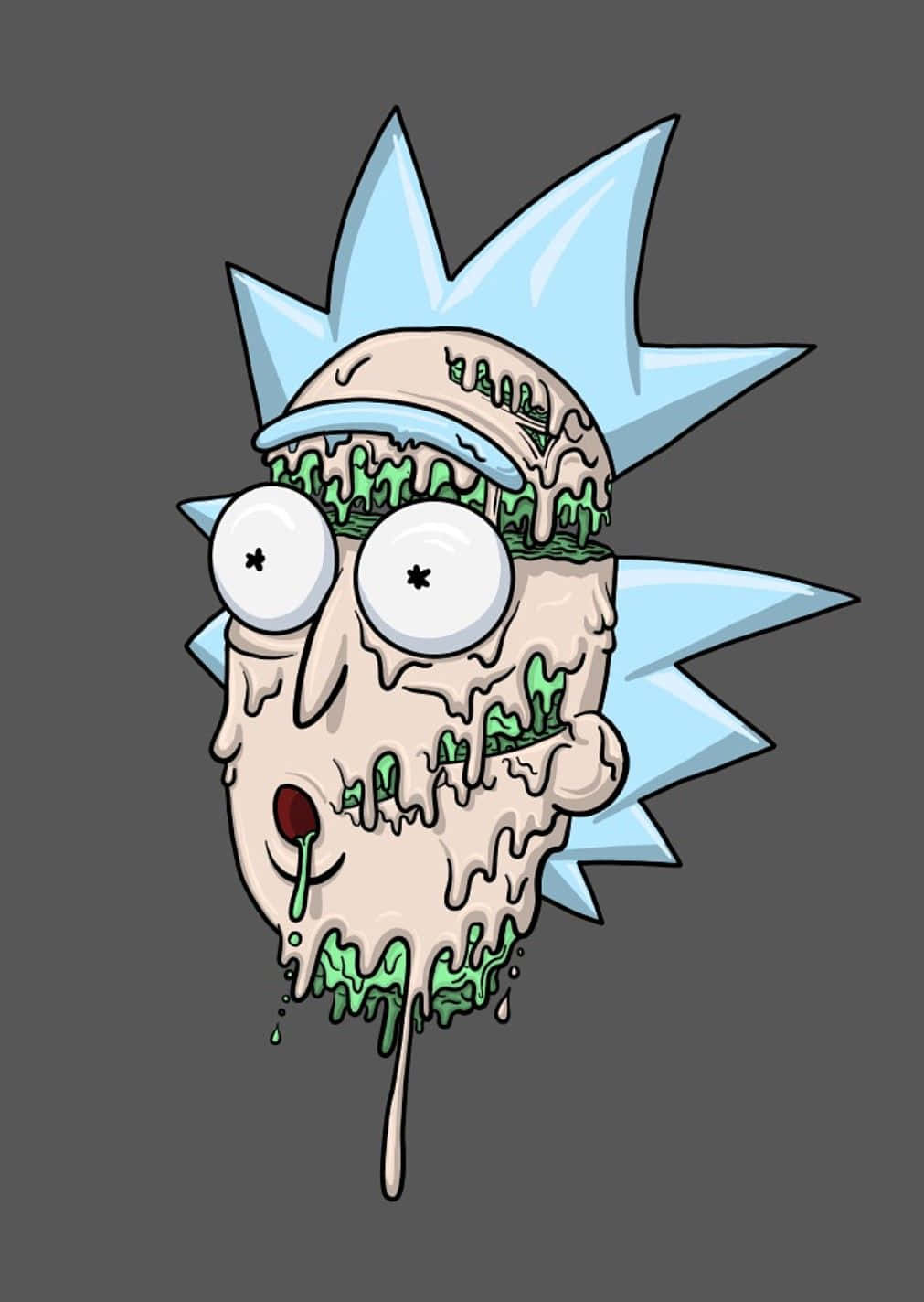 Squanchy, spiky blue hair, melting green goo, HD Phone Wallpaper