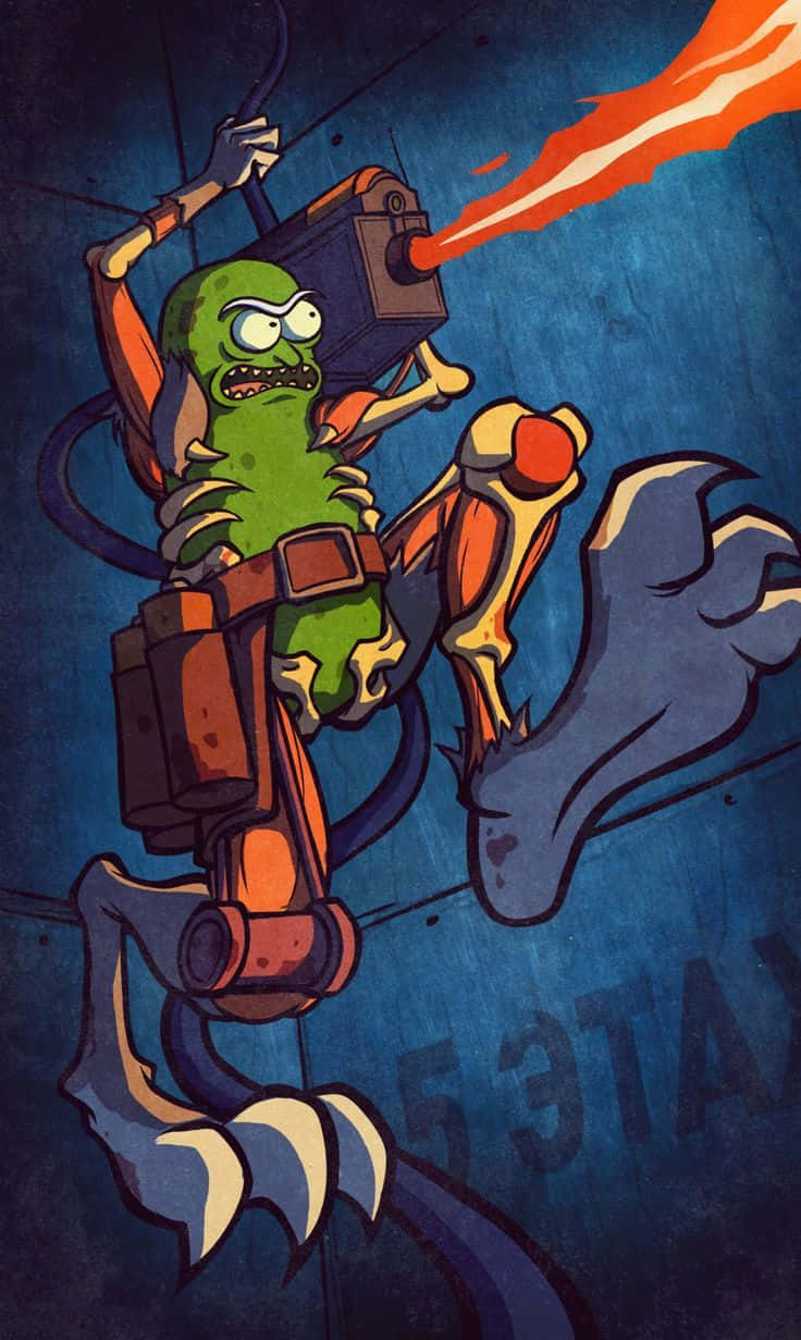 Squanchy, green pickle character, mechanical suit, SD Phone Wallpaper