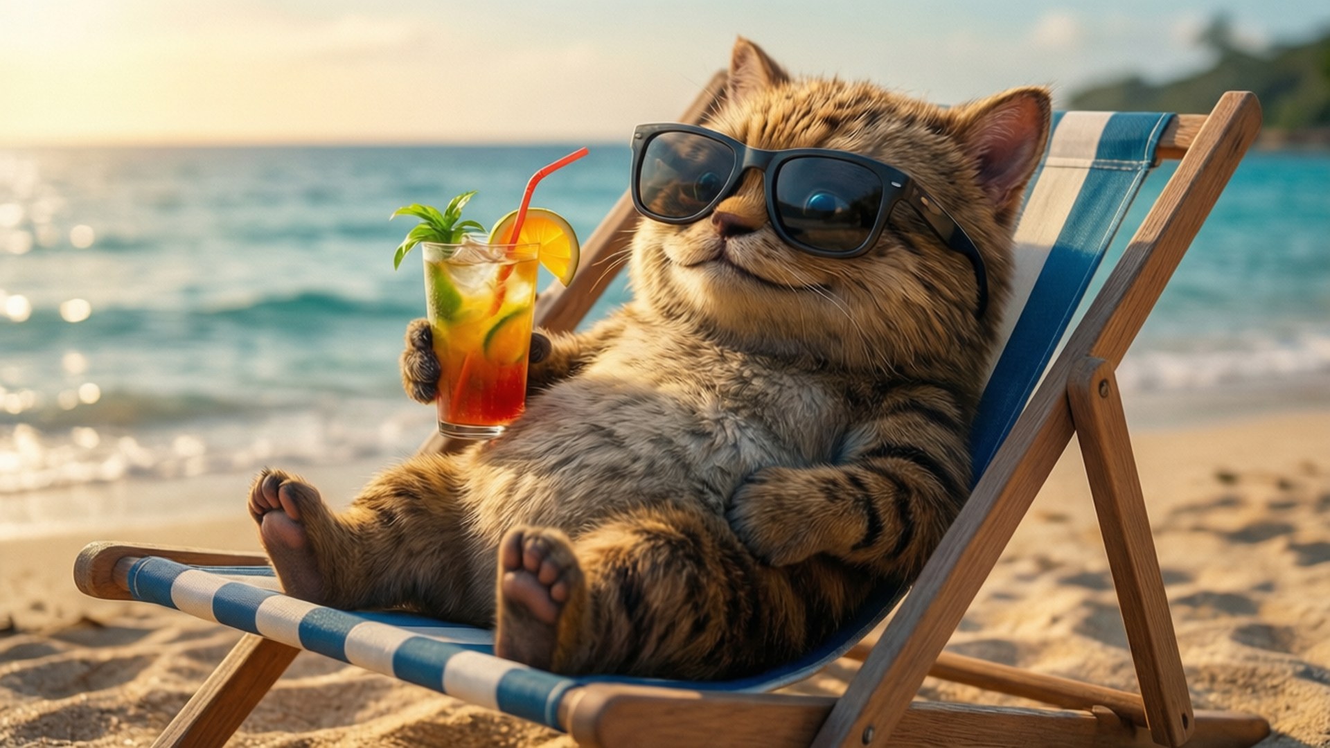 Squanchy, tabby cat, sunglasses, Full HD Desktop Wallpaper