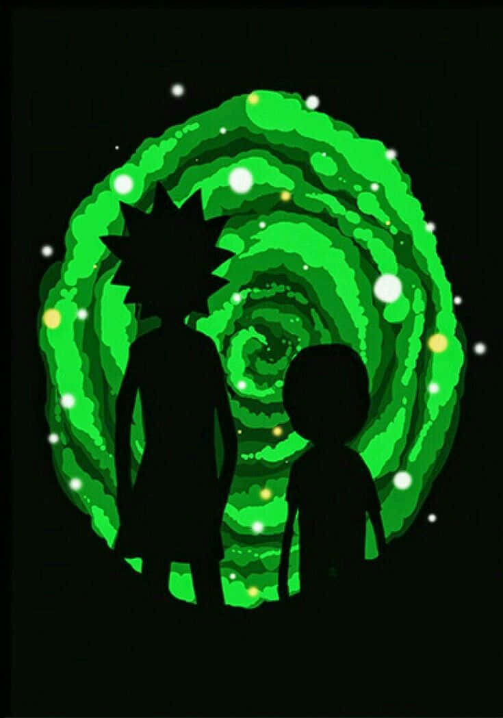 Squanchy, cosmic wormhole, glowing green, SD Phone Wallpaper