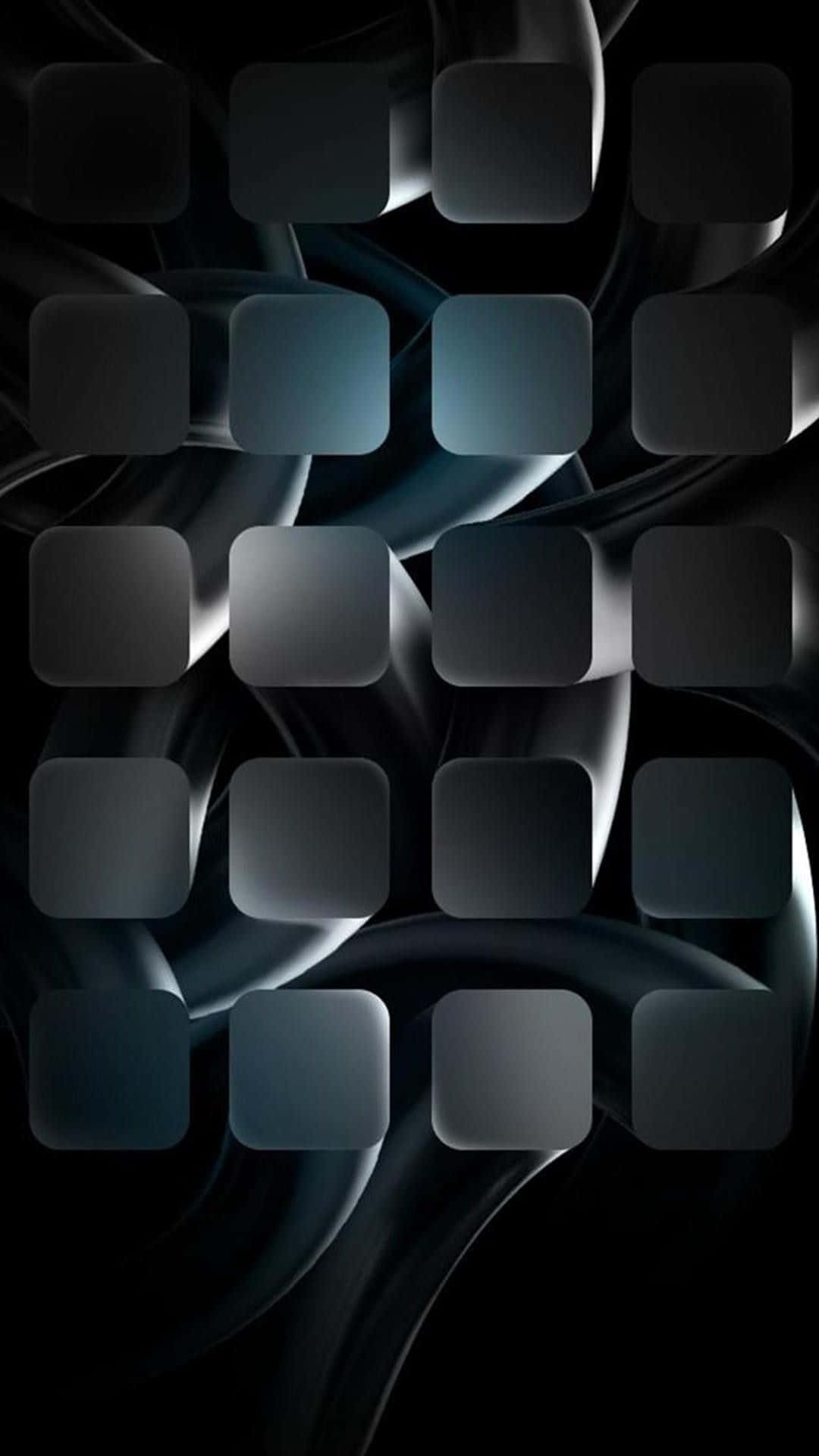 HD Abstract Squares Phone, glossy rounded squares, swirling black and blue liquid-like textures, Full HD Phone Wallpaper