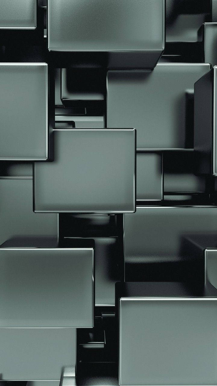 Men Phone 3D Metallic Blocks, metallic cubes, gray, HD Phone Wallpaper