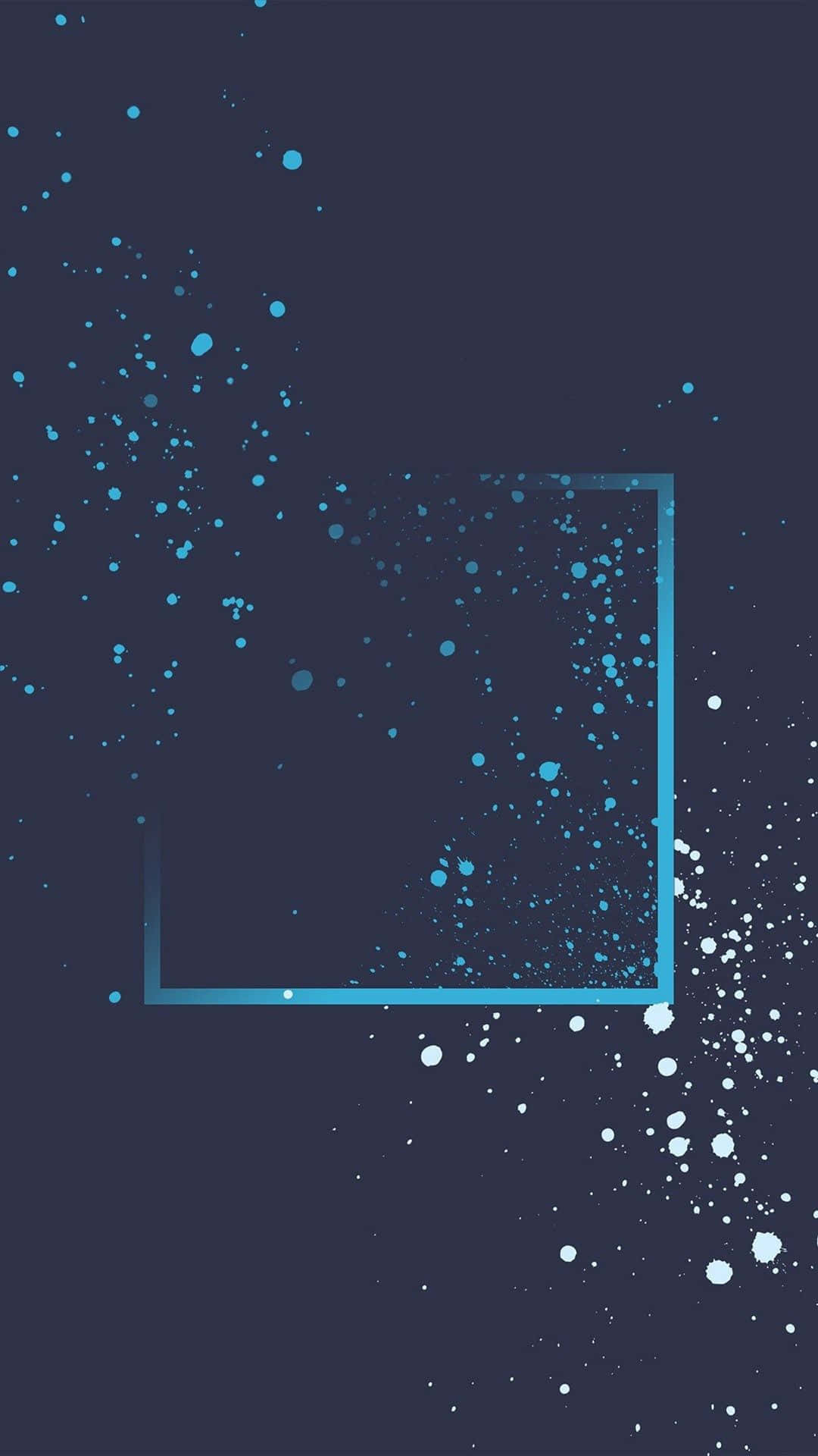 iPhone 7 Plus, glowing blue square frame, blue and white paint splatters, Full HD Phone Wallpaper