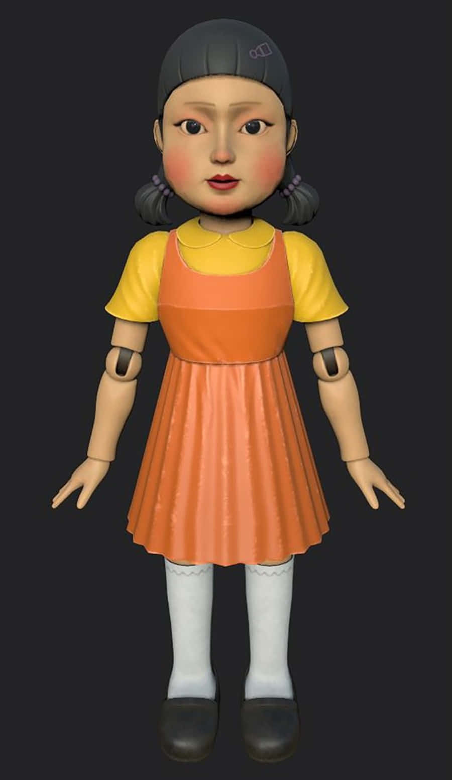 Squid Game Doll, pigtails, yellow shirt, HD Phone Wallpaper