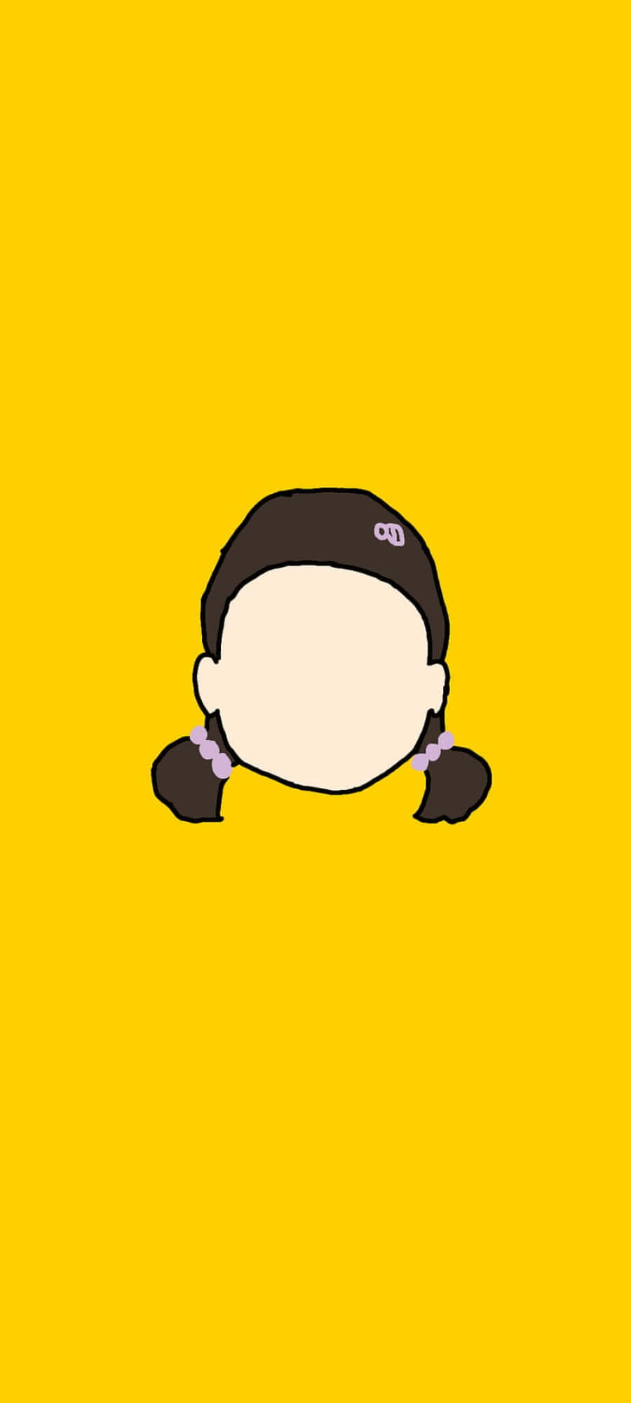 Squid Game Doll, yellow aesthetic, minimalist cartoon girl, Full HD Phone Wallpaper