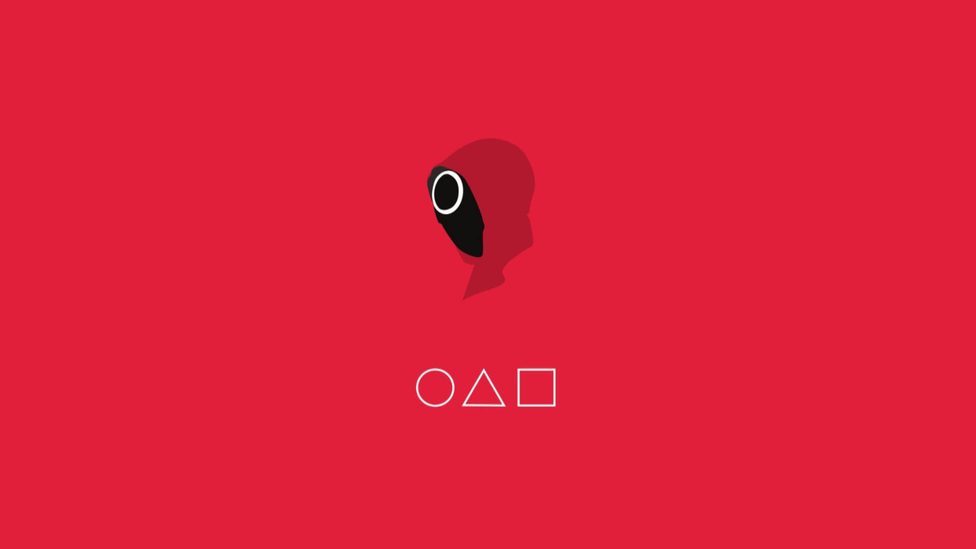 Squid Game Guard, red background, minimalist silhouette, Full HD Desktop Wallpaper