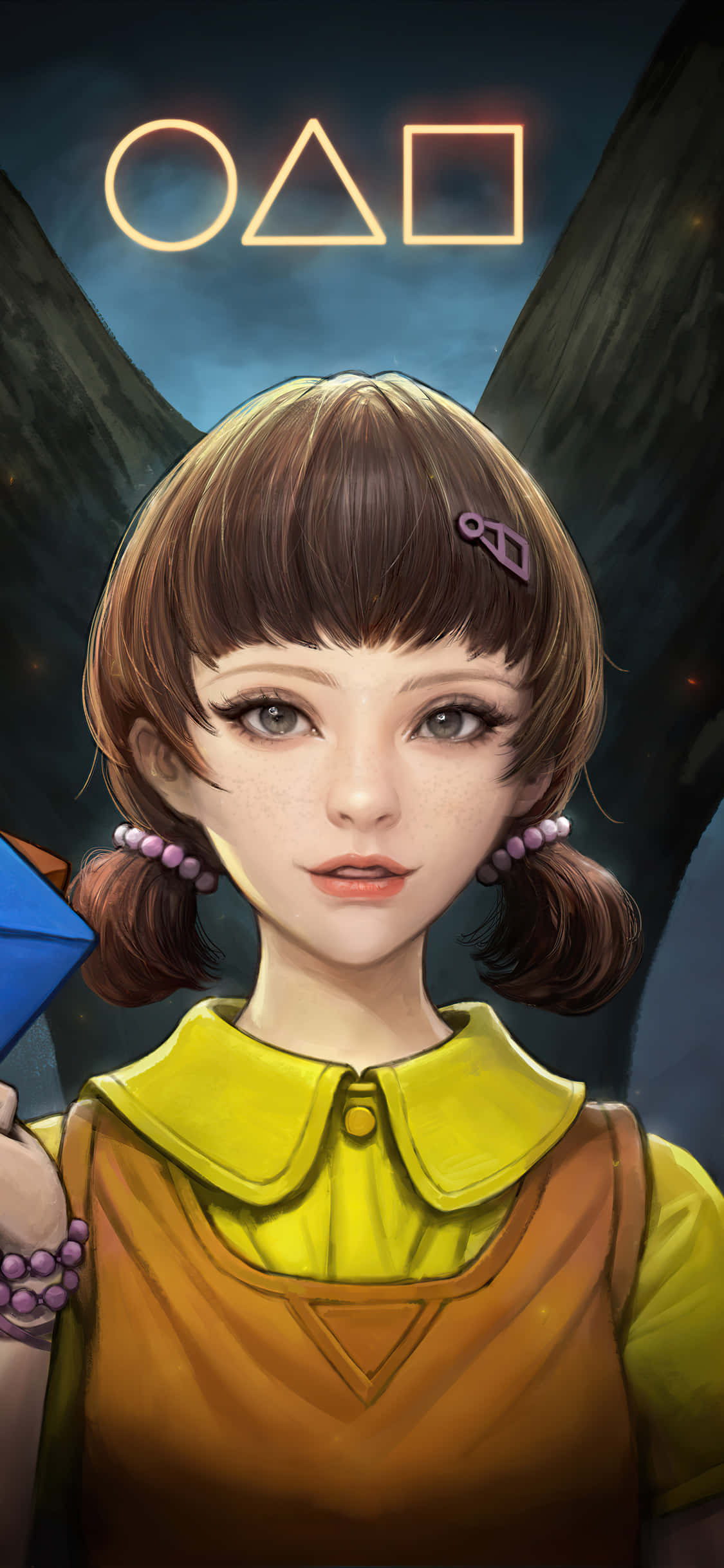 Squid Game, iPhone, yellow collar dress, Full HD Phone Wallpaper