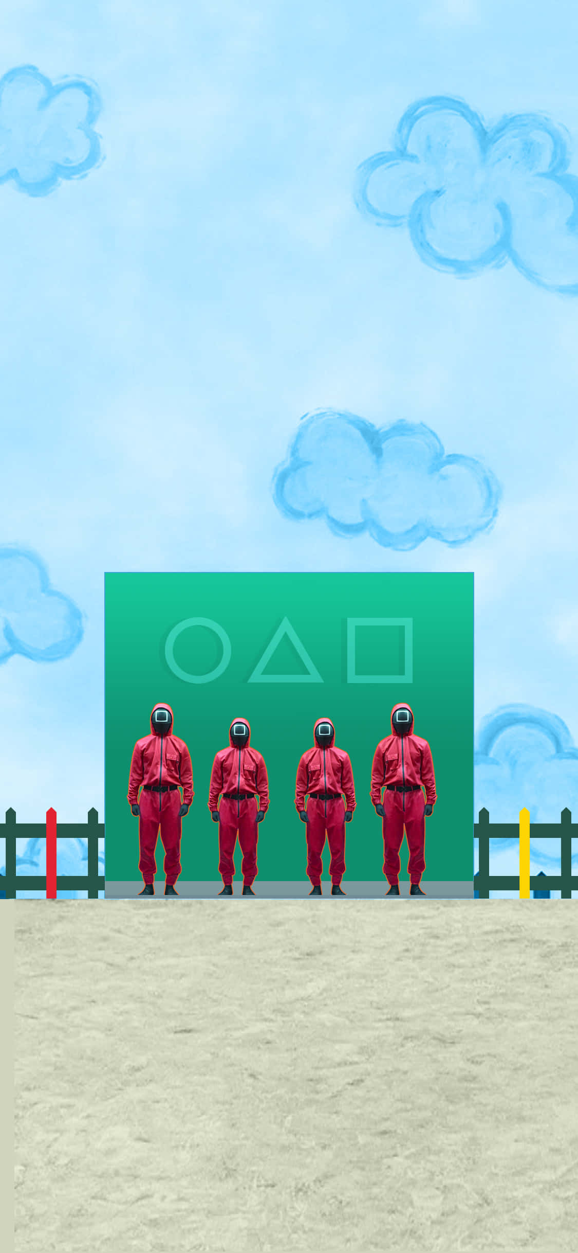 Squid Game, iPhone, red hazmat suits, Full HD Phone Wallpaper