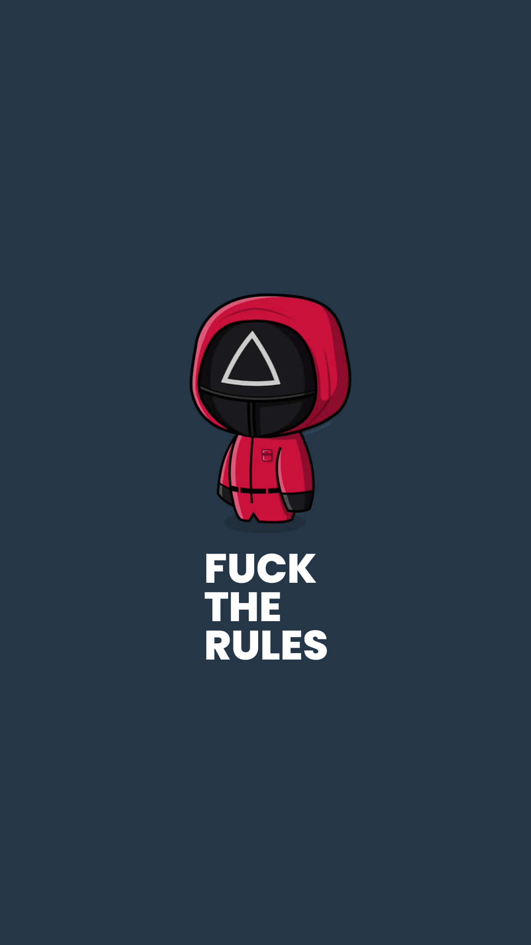 Squid Game, chibi-style, red hooded figure, Full HD Phone Wallpaper