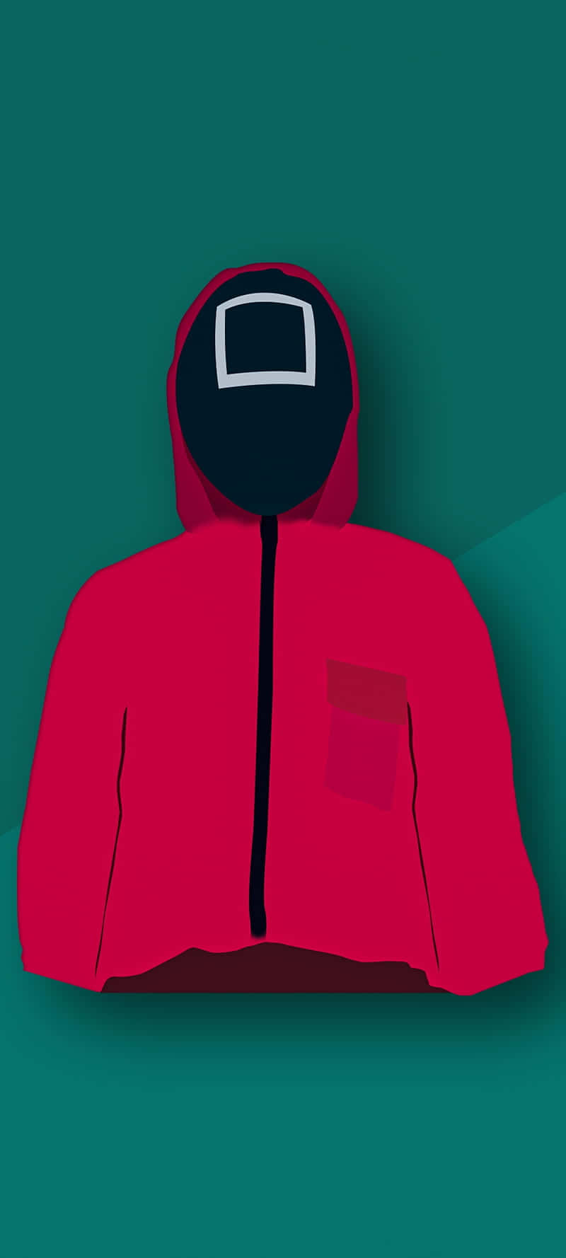 Squid Game, red hooded jacket, square face mask, HD Phone Wallpaper