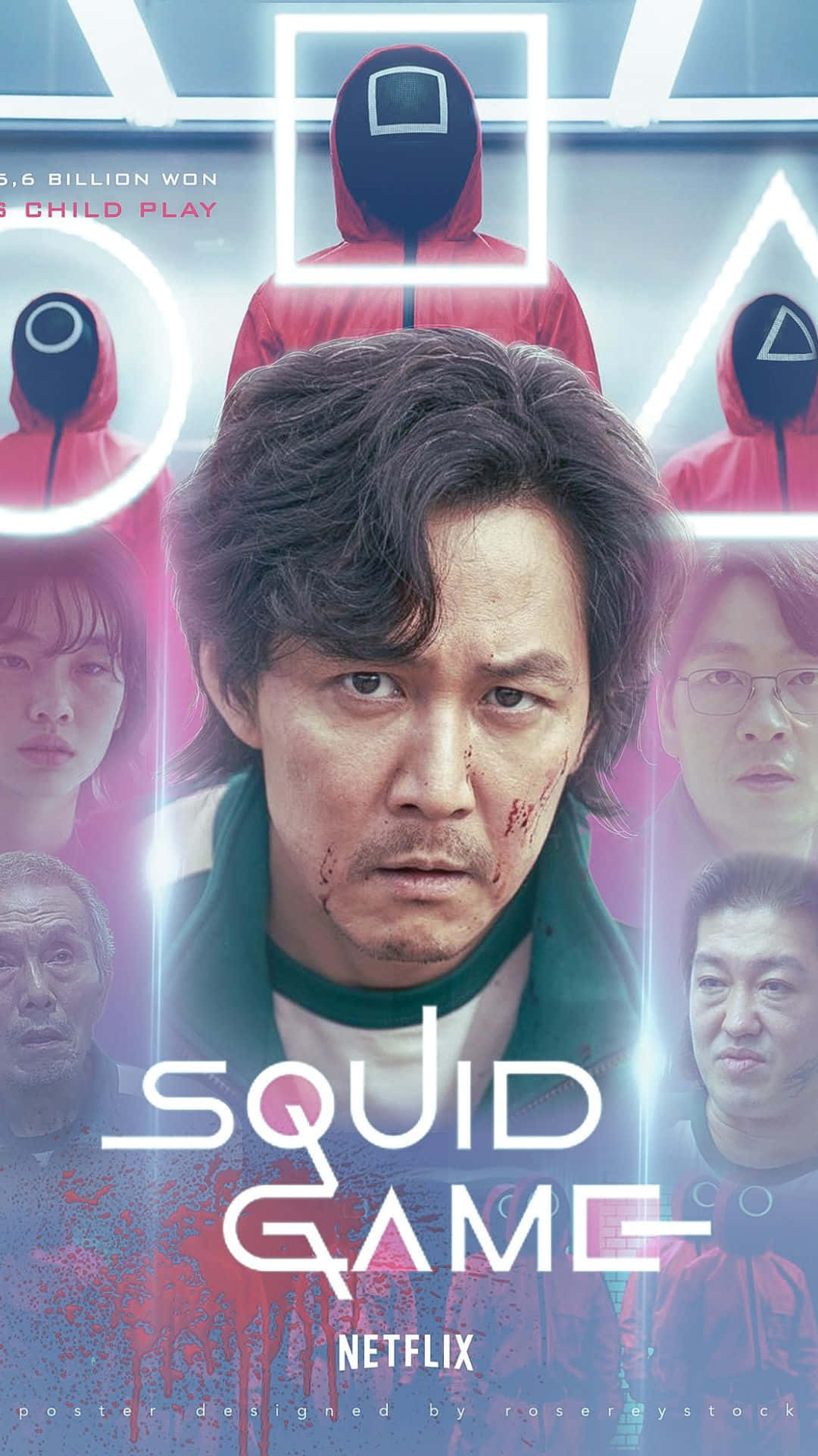 Squid Game, iPhone, man with bloodied face, Full HD Phone Wallpaper